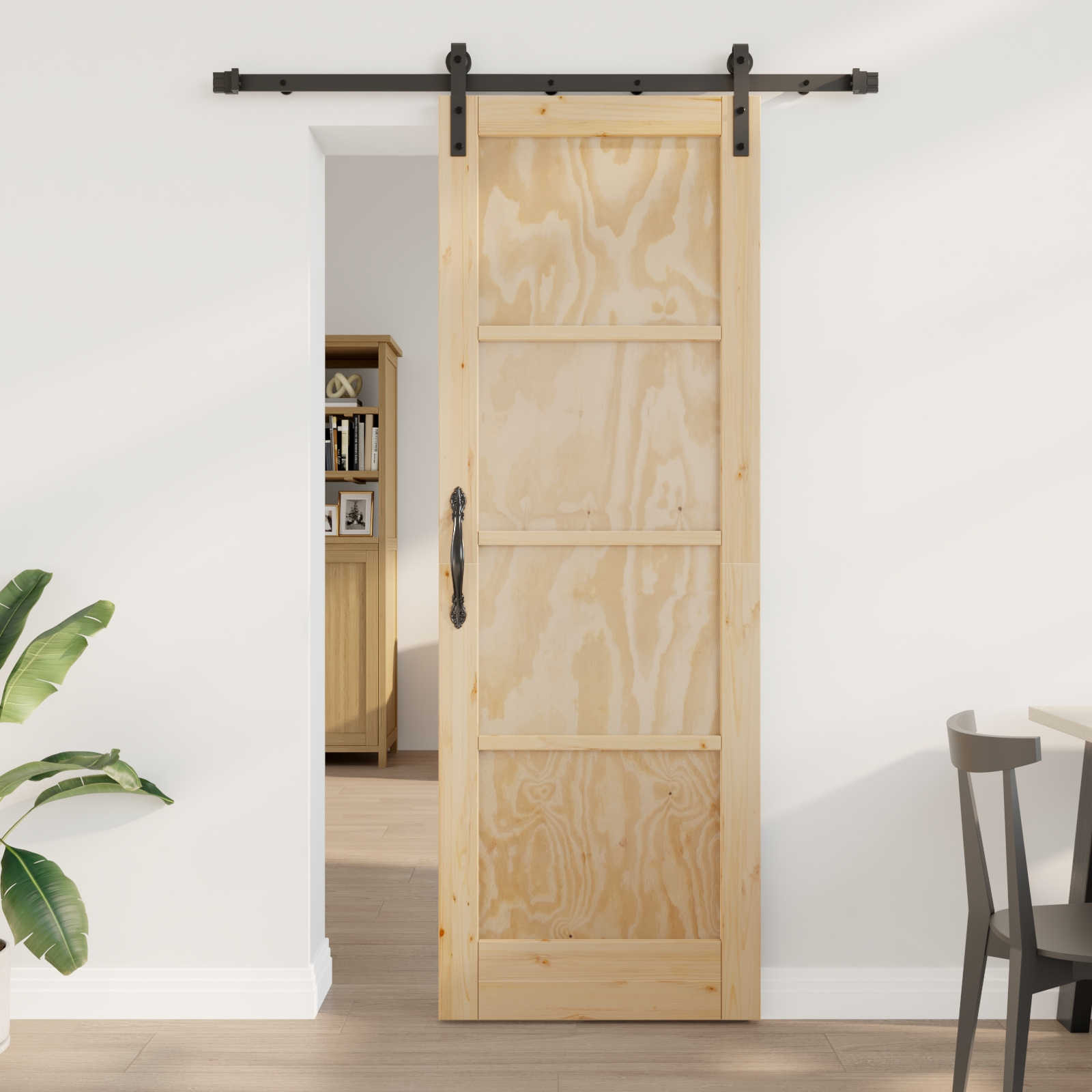 Schiebetür mit Zubehörset 73,5x211 cm aus massivem Kiefernholz Schiebetür mit Zubehörset 73,5x211 cm aus massivem Kiefernholz