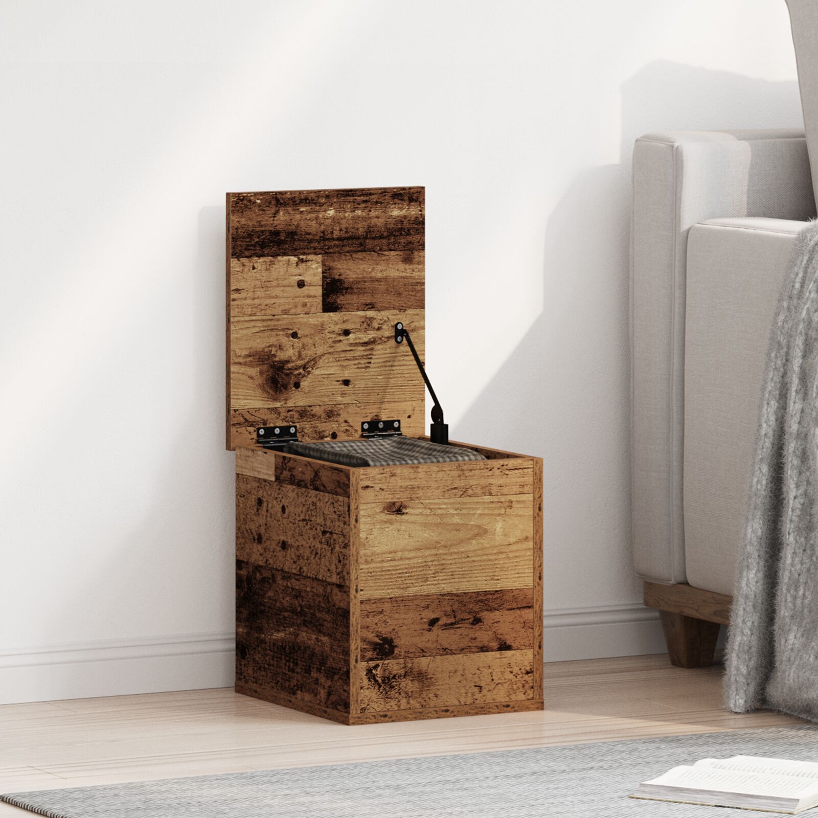 Aufbewahrungsbox mit Deckel Altholz 30x35x35 cm Holzwerkstoff Aufbewahrungsbox mit Deckel Altholz 30x35x35 cm Holzwerkstoff