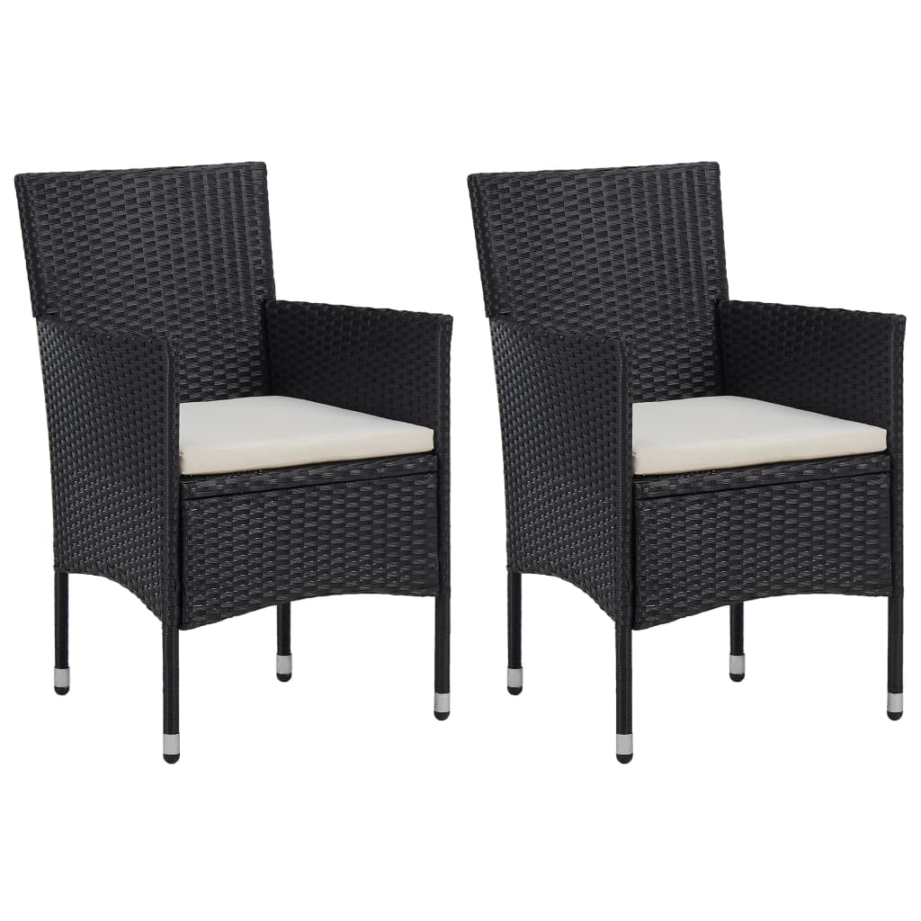 Garten-Essstühle 2 Stk. Poly Rattan Schwarz Garten-Essstühle 2 Stk. Poly Rattan Schwarz