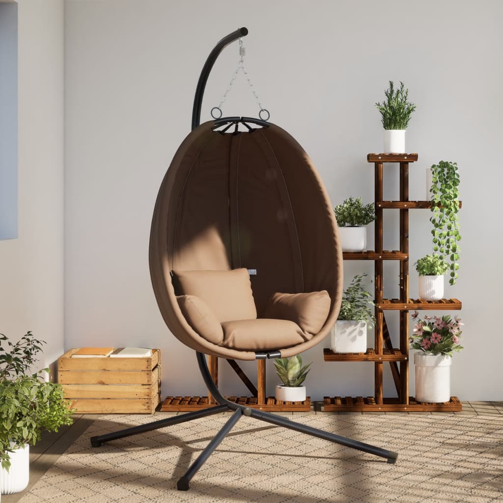 Hängesessel Ei-Design mit Ständer Taupe Stoff und Stahl Hängesessel Ei-Design mit Ständer Taupe Stoff und Stahl