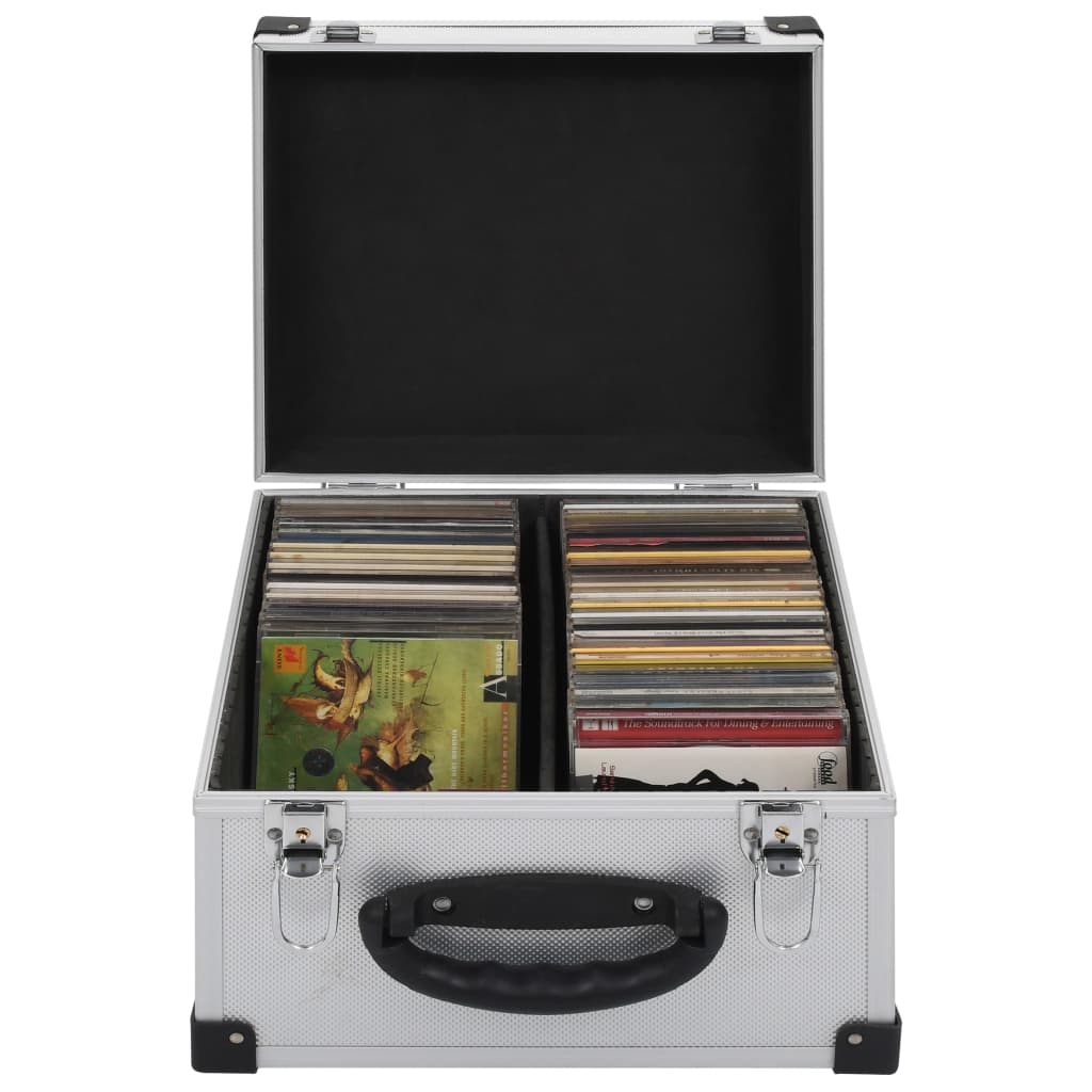 CD-Koffer für 40 CDs Aluminium ABS Silbern CD-Koffer für 40 CDs Aluminium ABS Silbern