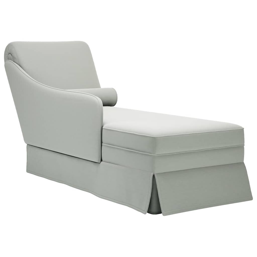 Chaiselongue mit Nackenrolle und Rechter Armlehne Hellgrau Samt Chaiselongue mit Nackenrolle und Rechter Armlehne Hellgrau Samt
