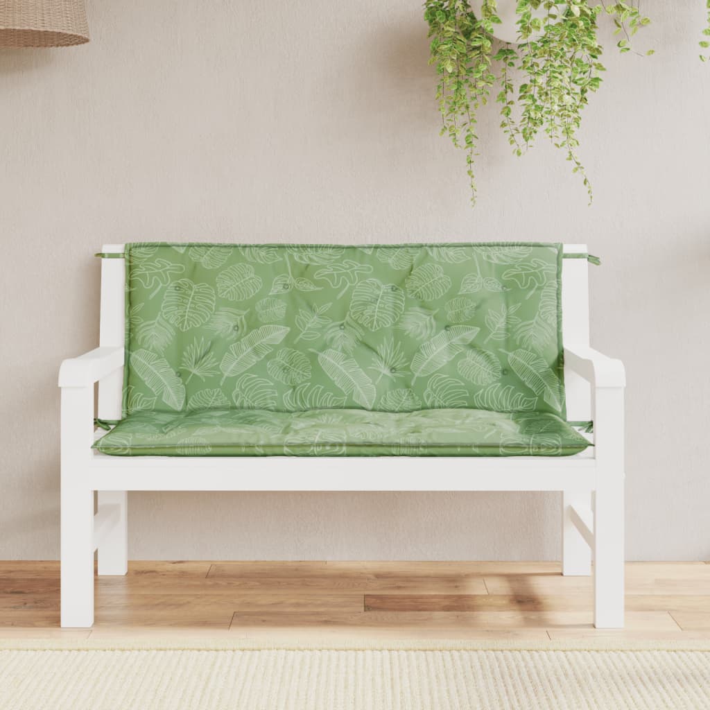 Gartenbank-Auflagen 2 Stk. Blattmuster 120x50x7 cm Stoff Gartenbank-Auflagen 2 Stk. Blattmuster 120x50x7 cm Stoff