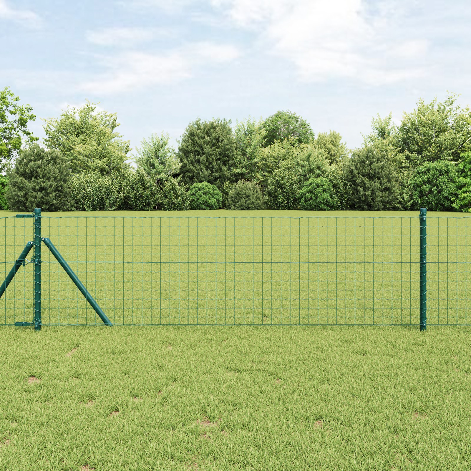 Zaunpfosten 12 pcs Grün 120 cm Pulverbeschichteter Stahl