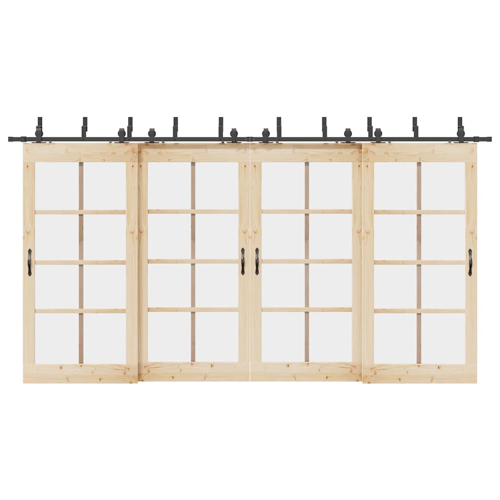 Schiebetürbeschlag-Set 213 cm Stahl Schwarz Schiebetürbeschlag-Set 213 cm Stahl Schwarz