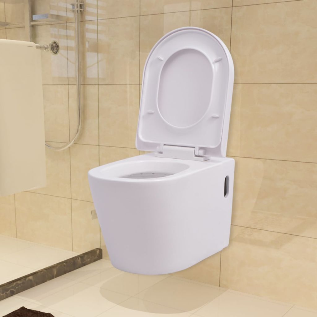 Wandmontierte Toilette Keramik Weiß Wandmontierte Toilette Keramik Weiß