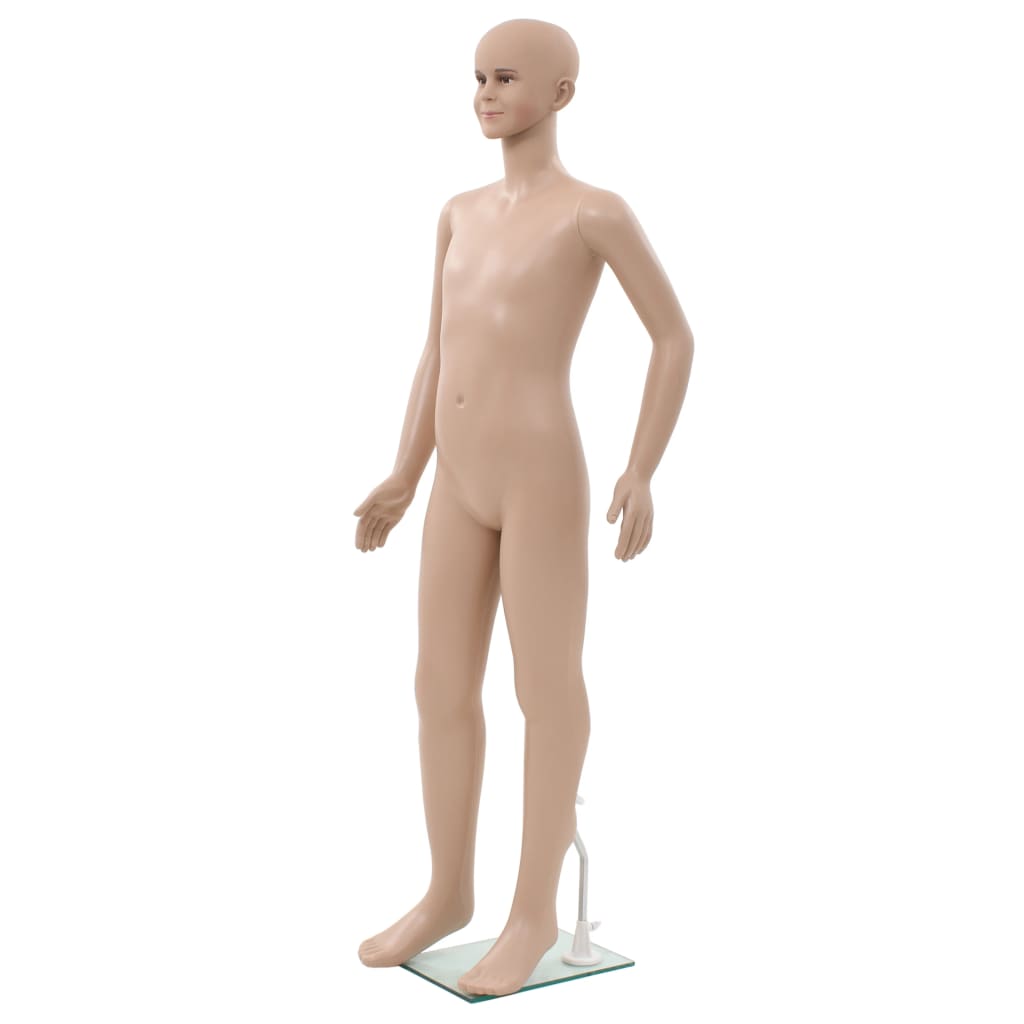 Ganzkörper-Schaufensterpuppe Kind mit Glassockel Beige 180 cm Ganzkörper-Schaufensterpuppe Kind mit Glassockel Beige 180 cm