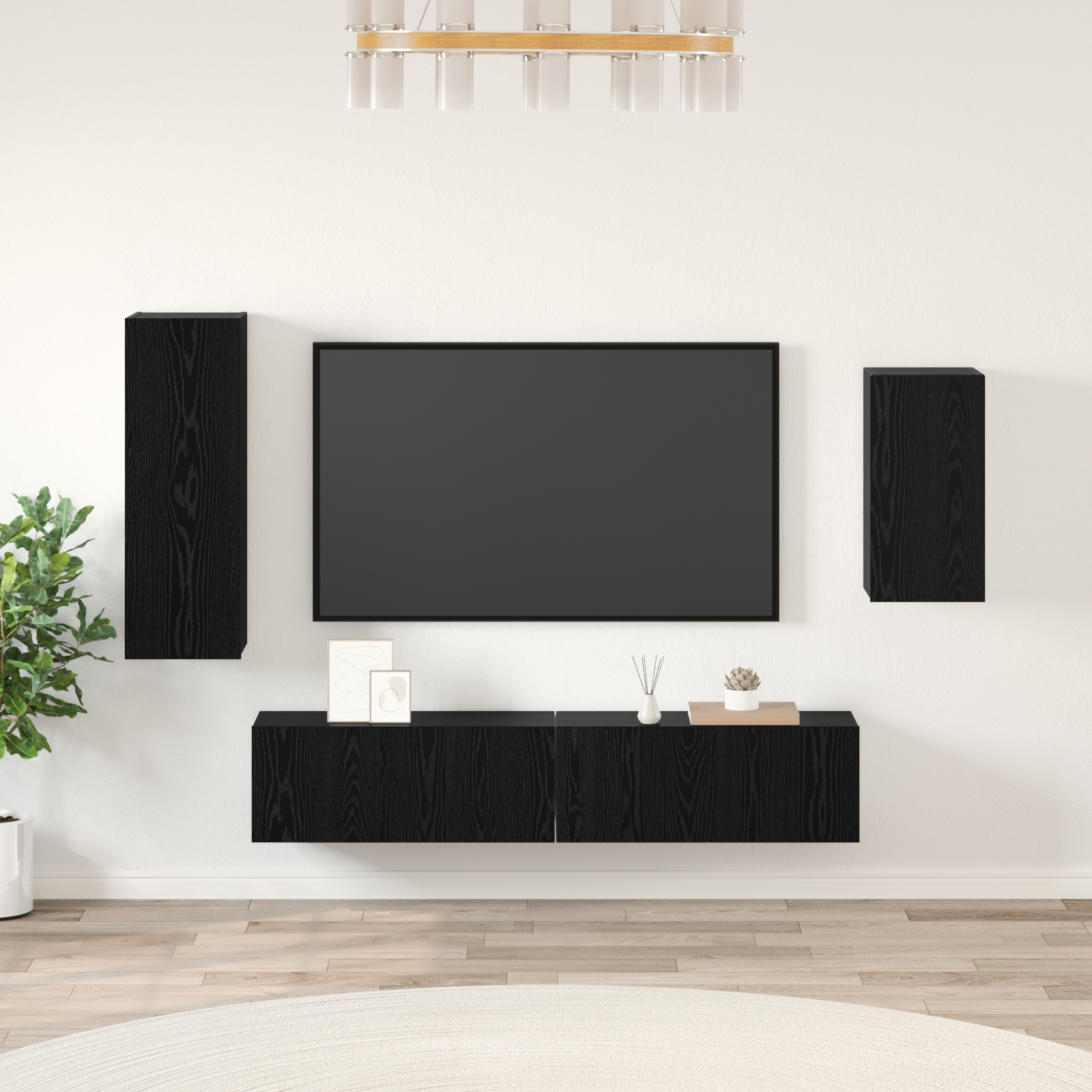 TV-Schranksatz mit Regal 4 pcs Schwarz Eiche 30,5 x 30 x 90 cm TV-Schranksatz mit Regal 4 pcs Schwarz Eiche 30,5 x 30 x 90 cm