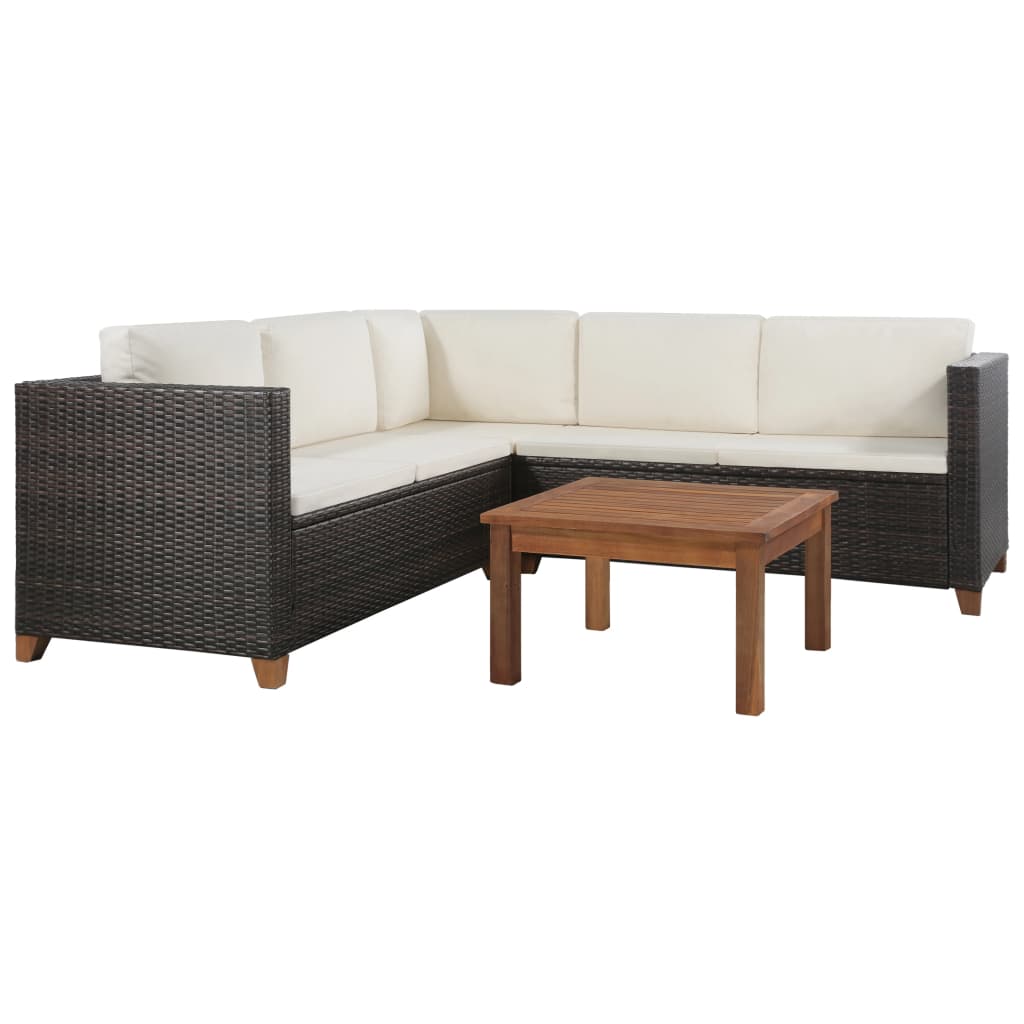 4-tlg. Garten-Lounge-Set mit Kissen Poly-Rattan Braun 4-tlg. Garten-Lounge-Set mit Kissen Poly-Rattan Braun
