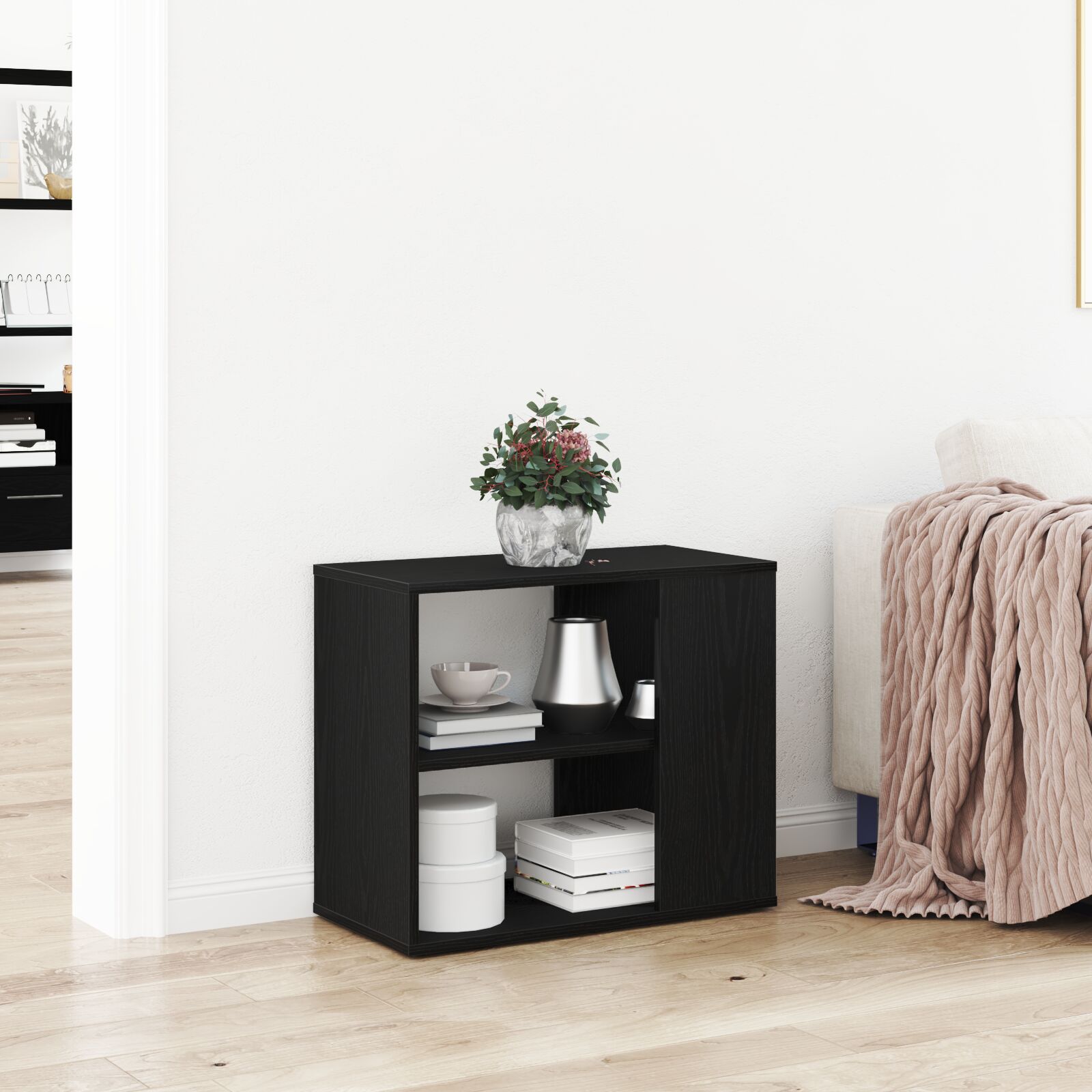 vidaXL Sideboard in schwarzer Eiche, 60x30x50 cm, aus Holzwerkstoff