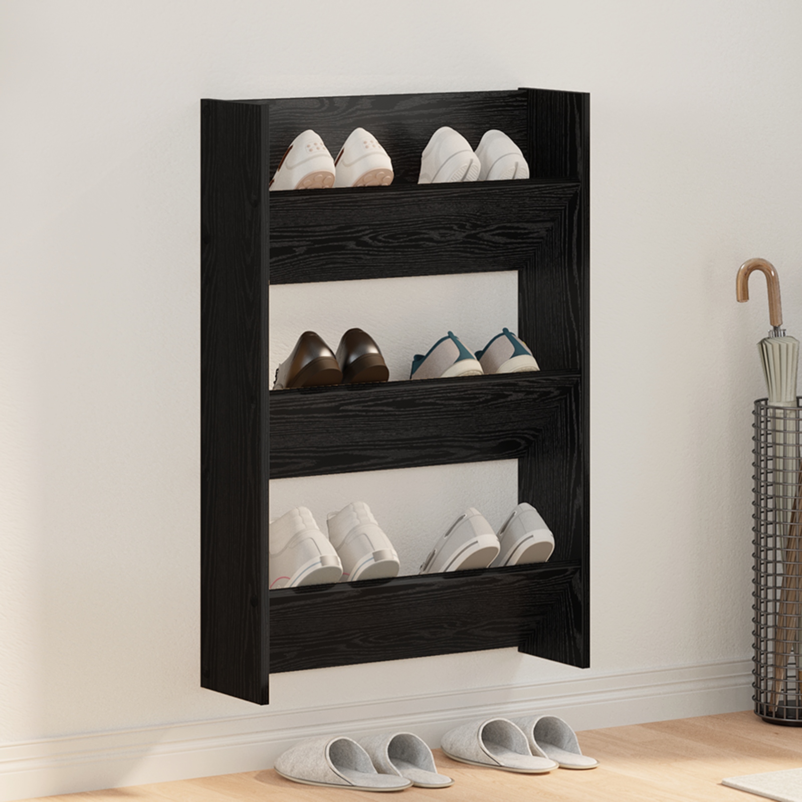 Wandschuhschränke Schwarze Eiche 60 x 18 x 60 cm Holzwerkstoff Wandschuhschränke Schwarze Eiche 60 x 18 x 60 cm Holzwerkstoff