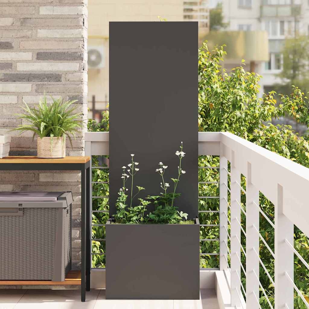 Blumentopf mit dekorativem Paneel Schwarz 50 x 140 cm