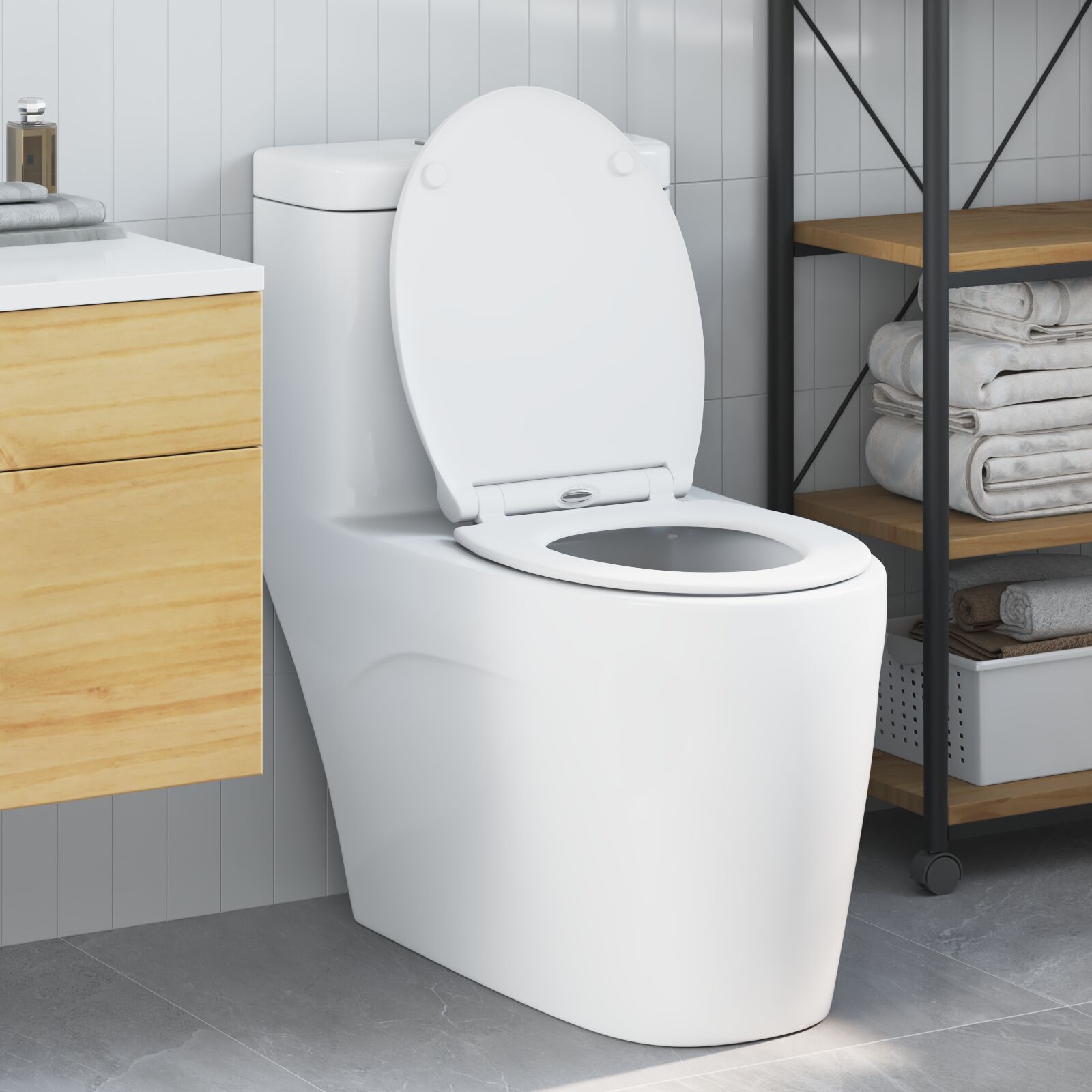 Toilettensitz mit Schnellverschluss und sanftem Schließen aus Duroplast Weiß Toilettensitz mit Schnellverschluss und sanftem Schließen aus Duroplast Weiß