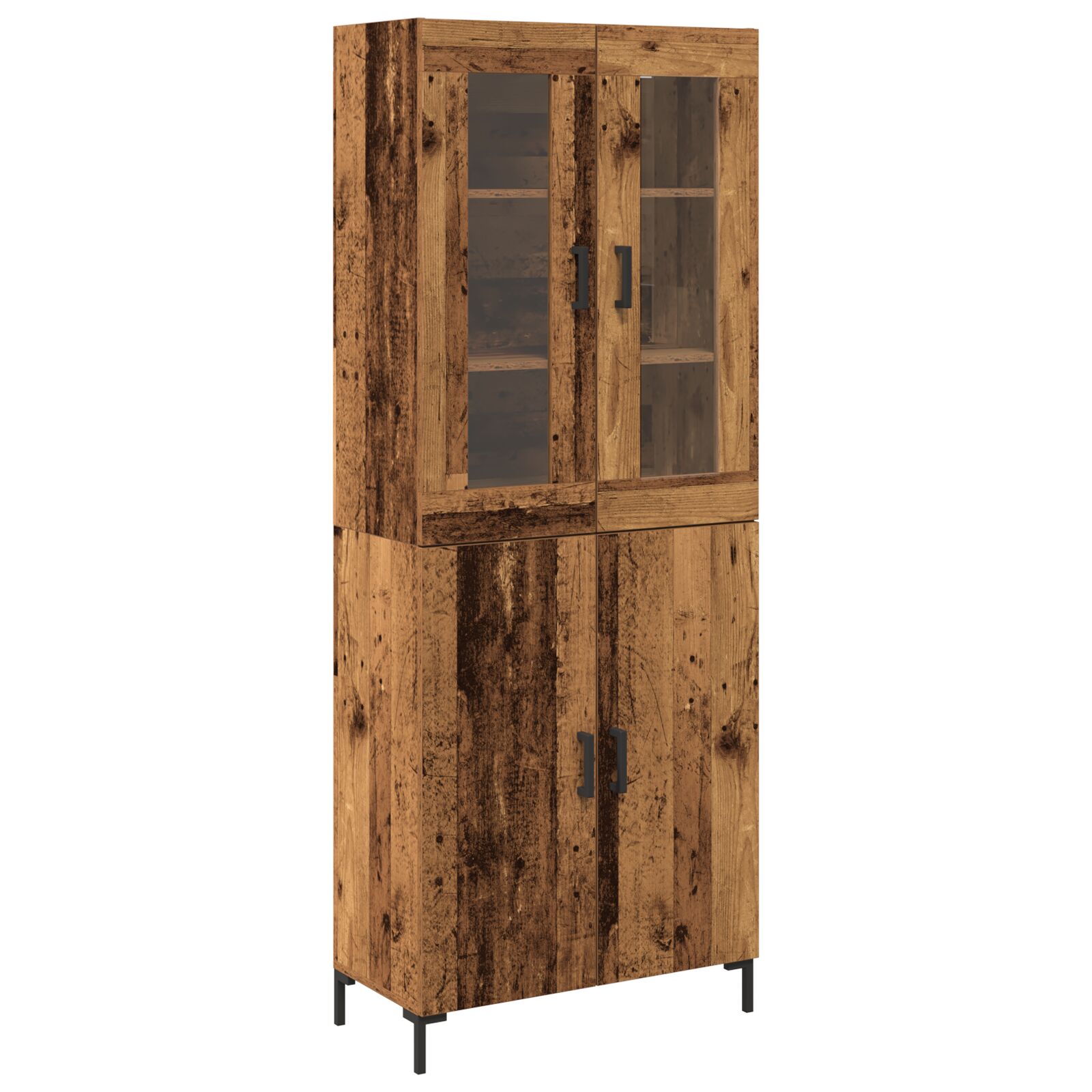 Sideboard mit Wandregal aus altem Holz, nachgebildetem Holz
