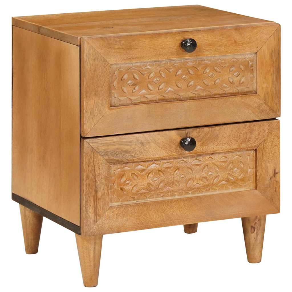 Nachttisch Hellbraun 40 x 33 x 46 cm massives Mangoholz