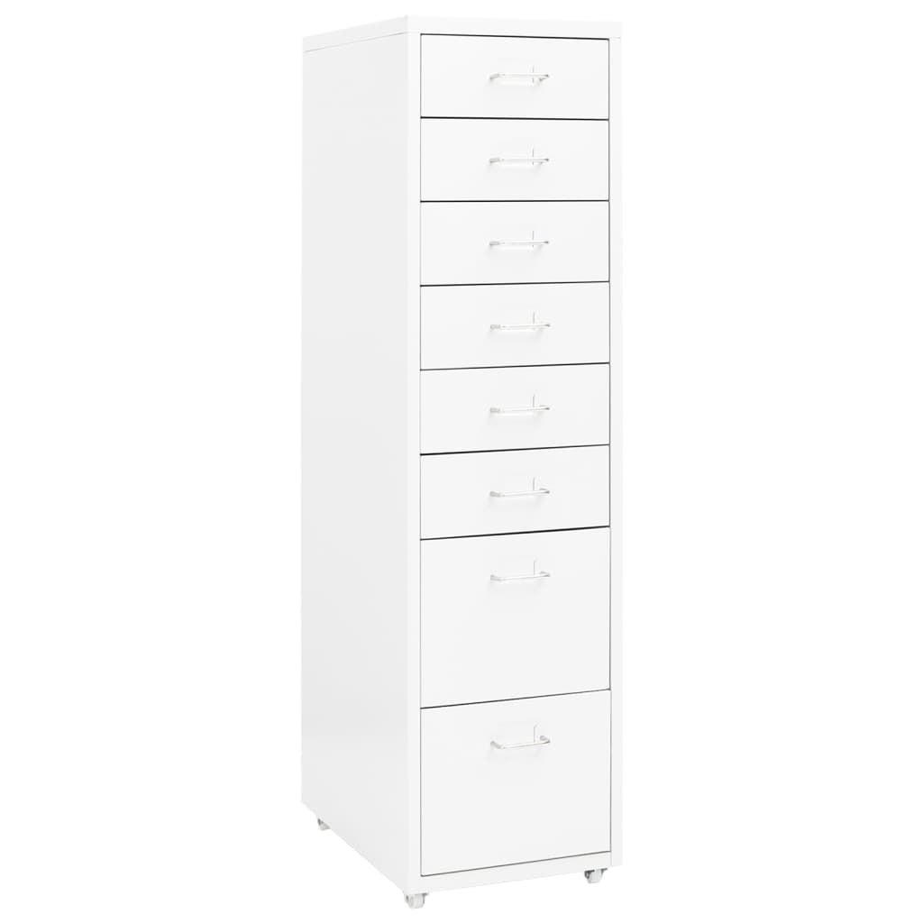 Aktenschrank mit Rollen Weiß 28x41x109 cm Metall Aktenschrank mit Rollen Weiß 28x41x109 cm Metall