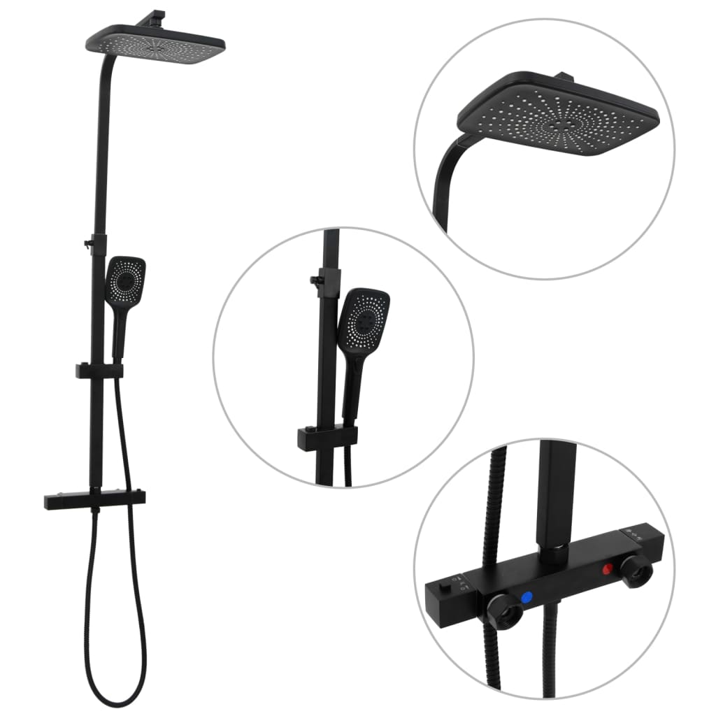 Doppelkopf-Duschset mit Mischbatterie Schlauch Schwarz Messing Doppelkopf-Duschset mit Mischbatterie Schlauch Schwarz Messing