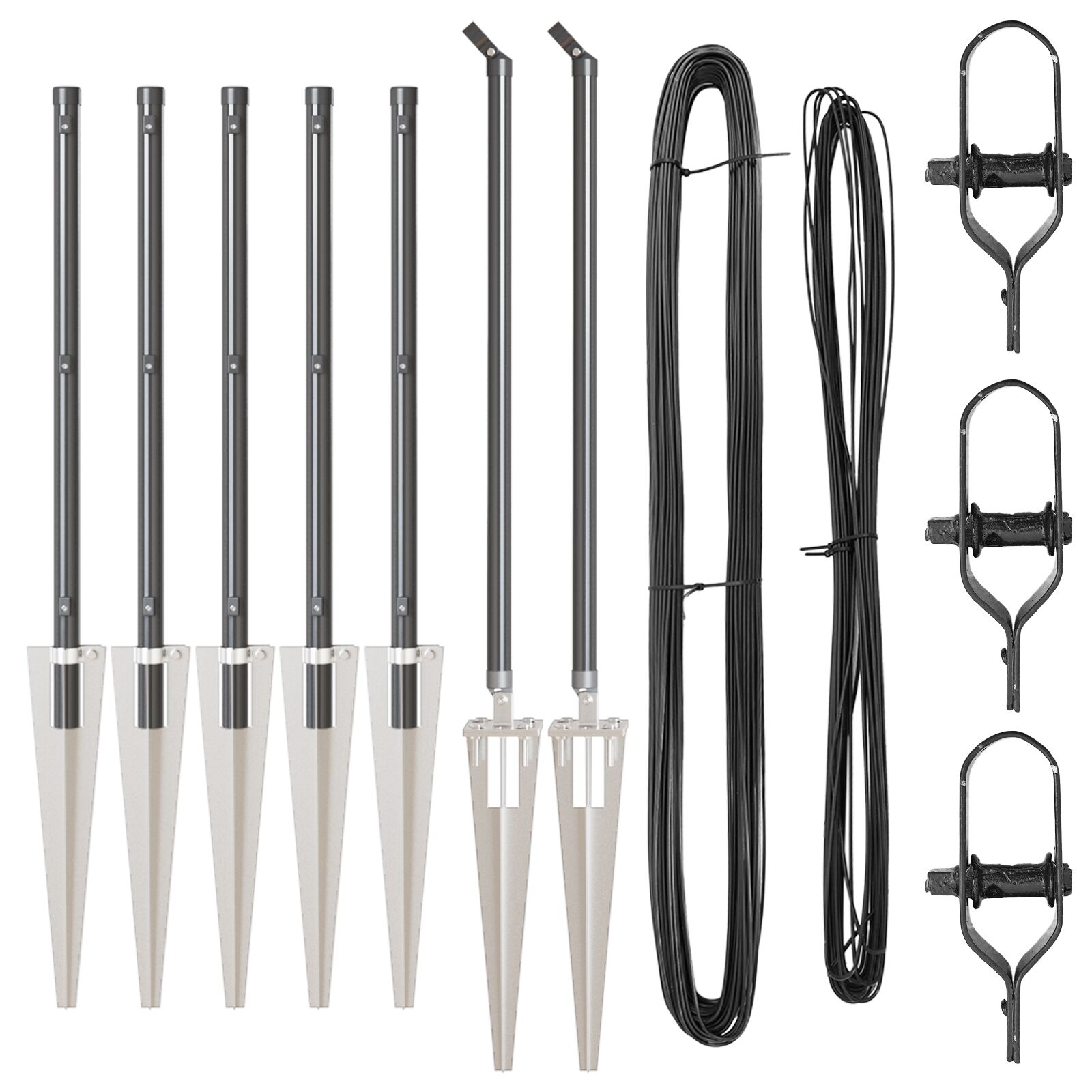 Zaunpfosten mit Spitze 7 Stück Ø32 mm 120 cm verzinkter Stahl