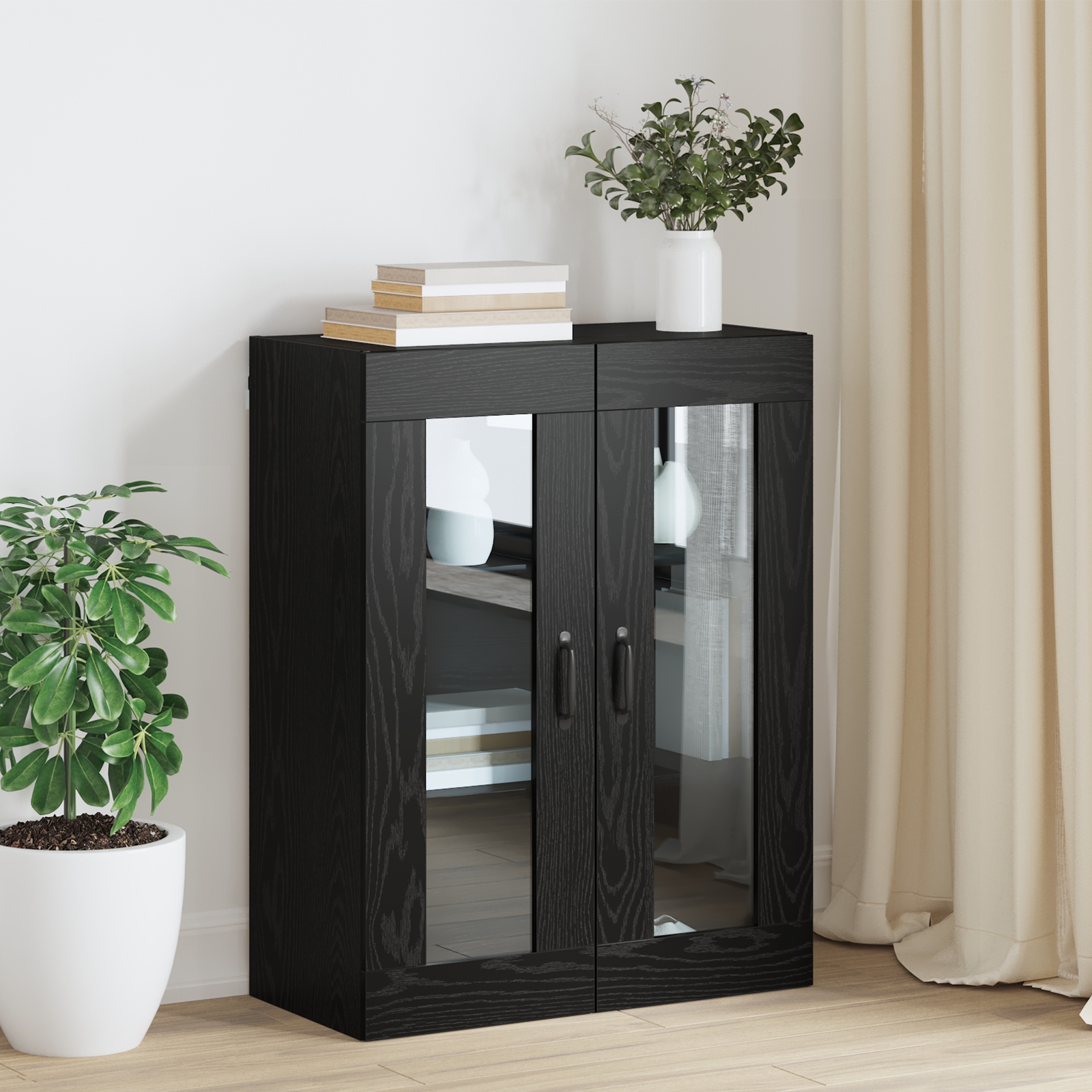 Hängeschrank mit Regal Schwarz 69.5 x 34 x 90 cm Holzwerkstoff
