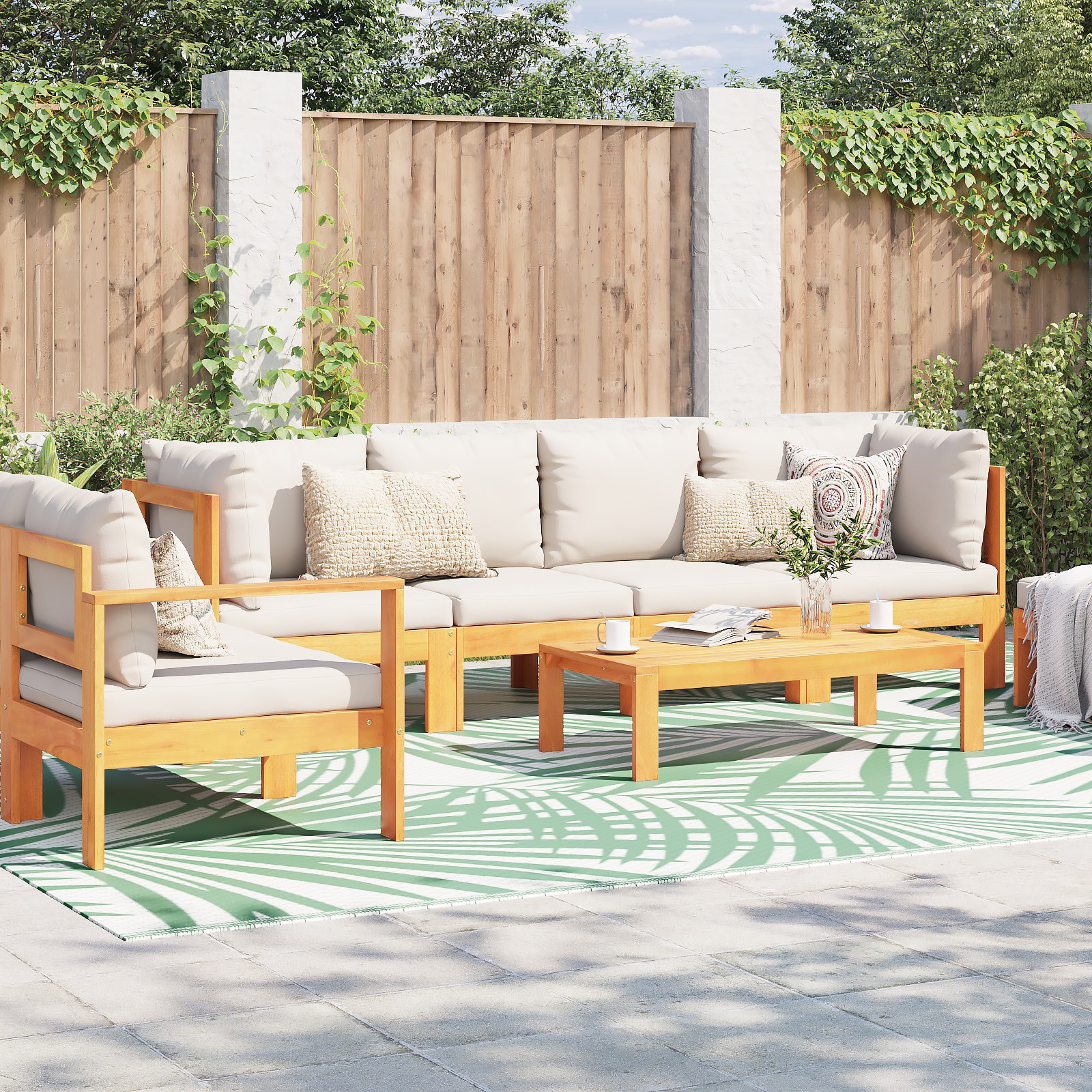 Outdoor-Decke ARAKIL Grün Polyester 300 x 400 cm Muster Outdoor-Decke ARAKIL Grün Polyester 300 x 400 cm Muster