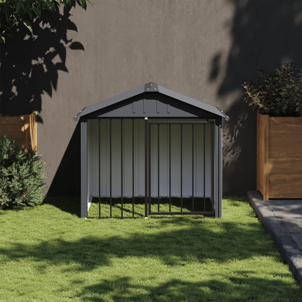 Hundehütte mit Dach Schwarz 117x103x102 cm Verzinkter Stahl Hundehütte mit Dach Schwarz 117x103x102 cm Verzinkter Stahl