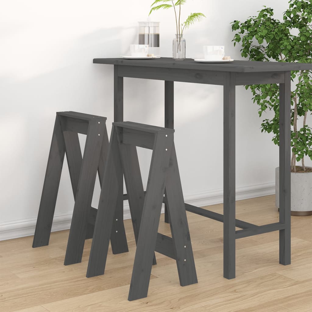 Hocker 2 Stk. Grau 40x40x75 cm Massivholz Kiefer Hocker 2 Stk. Grau 40x40x75 cm Massivholz Kiefer