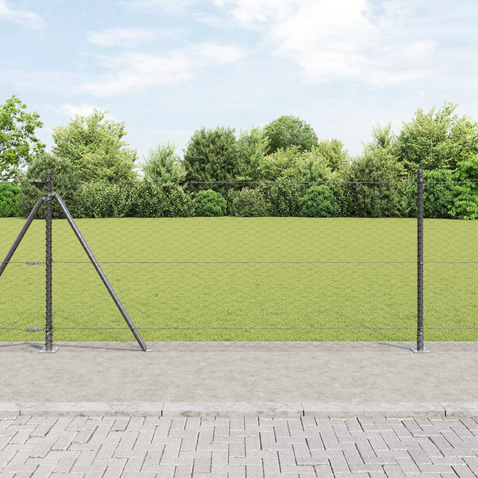 Hexagonzaun Grau 0,8x25 m Stahl