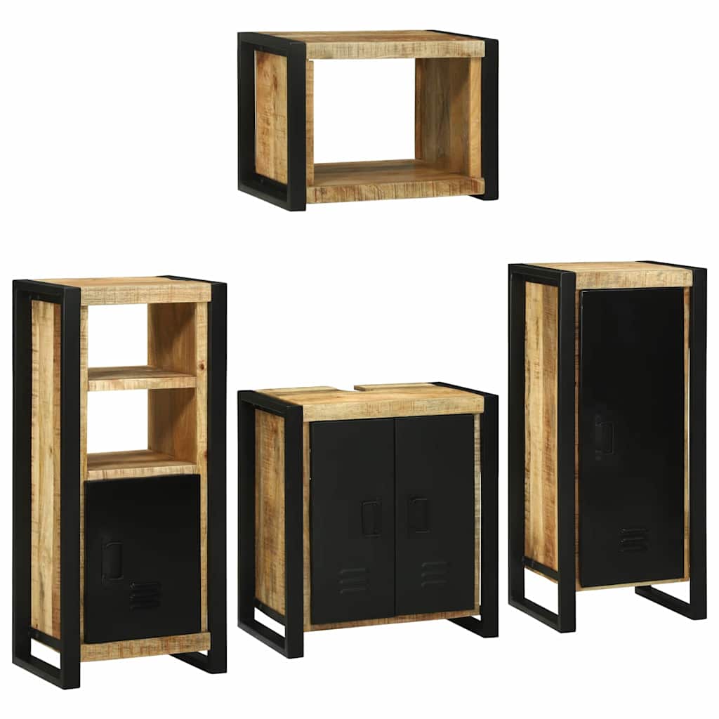 Badezimmermöbel Set mit Tür 4 pcs Braun Massives Mango-Holz Badezimmermöbel Set mit Tür 4 pcs Braun Massives Mango-Holz