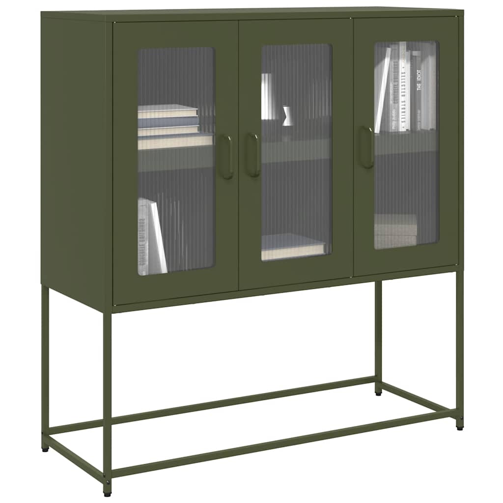 Sideboard Olivgrün 100,5x39x107 cm Kaltgewalzter Stahl