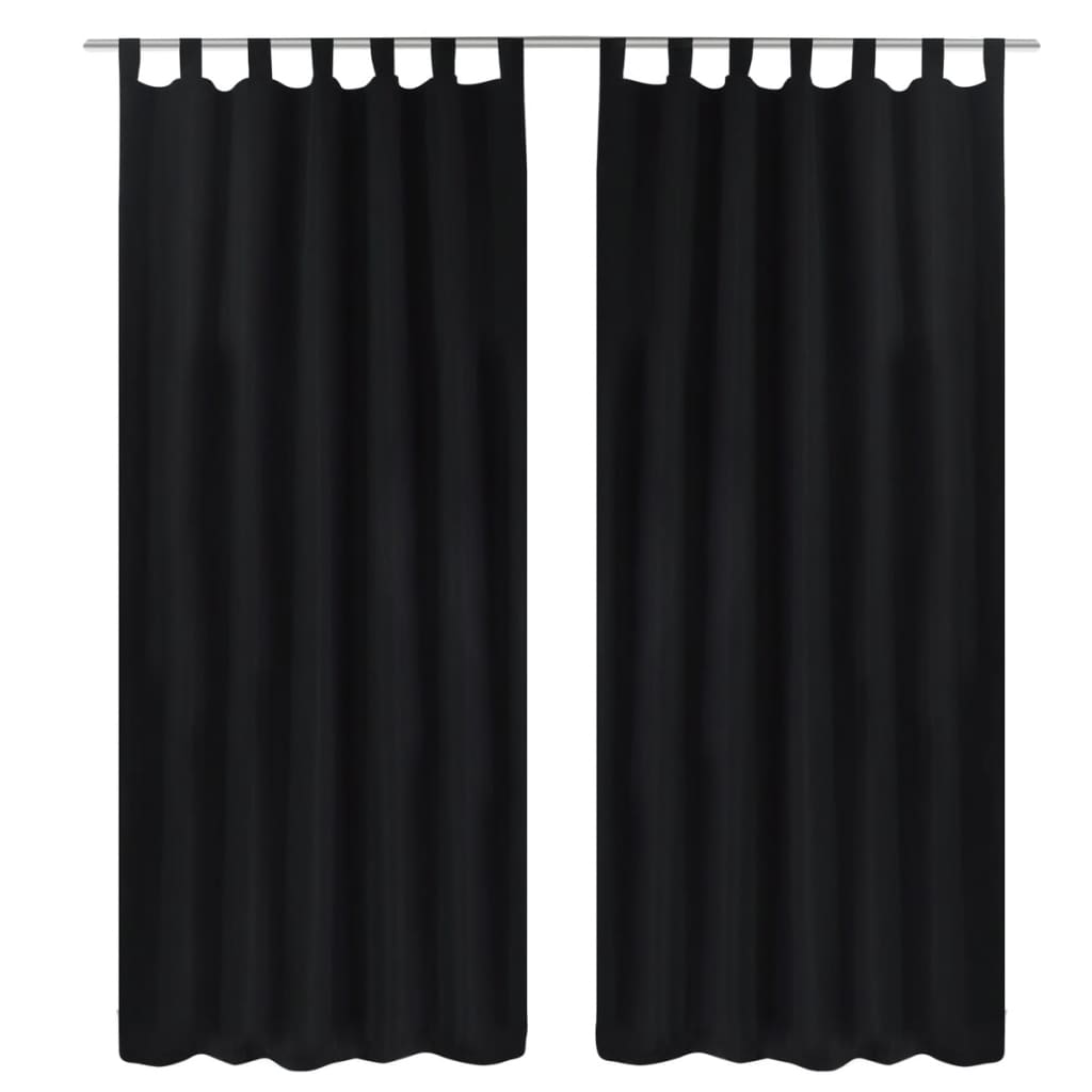 Vorhänge Gardinen aus Satin 2-teilig 140 x 175 cm Schwarz Vorhänge Gardinen aus Satin 2-teilig 140 x 175 cm Schwarz