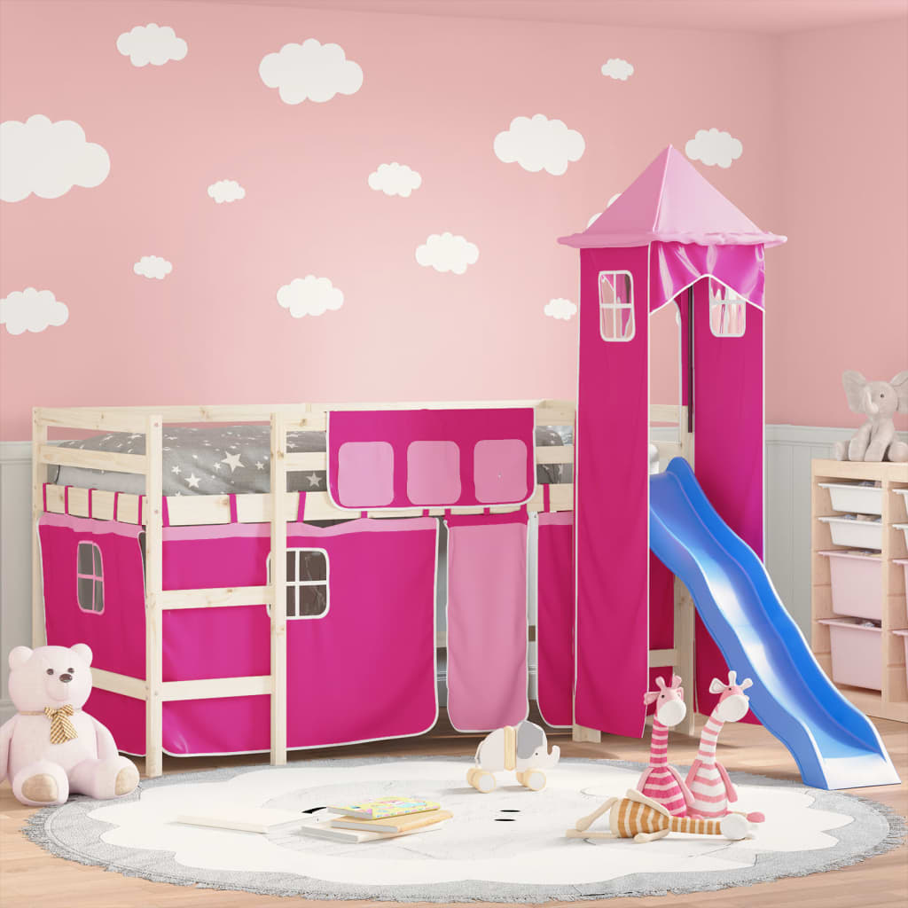 Vorhänge für Hochbett mit Turm Rosa Polyester Vorhänge für Hochbett mit Turm Rosa Polyester