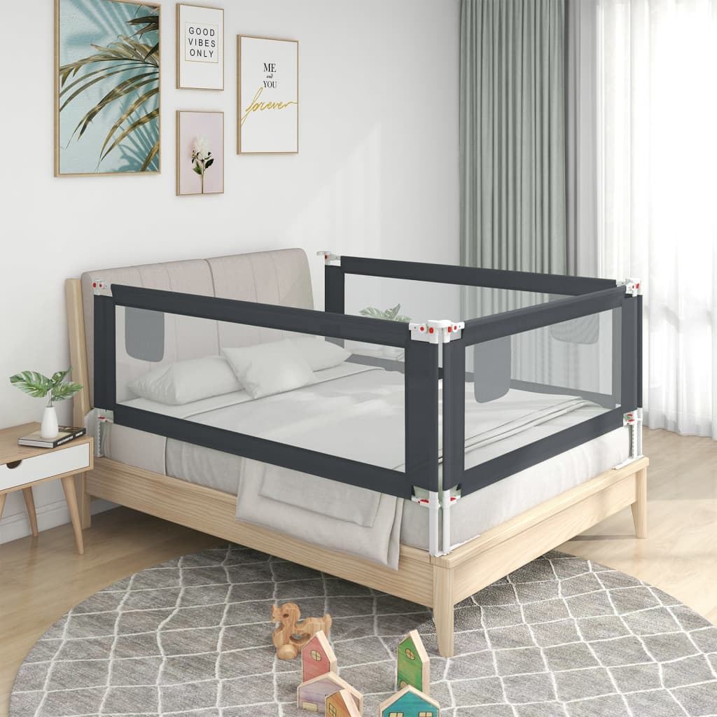 Kleinkind-Bettschutzgitter Dunkelgrau 100x25 cm Stoff Kleinkind-Bettschutzgitter Dunkelgrau 100x25 cm Stoff