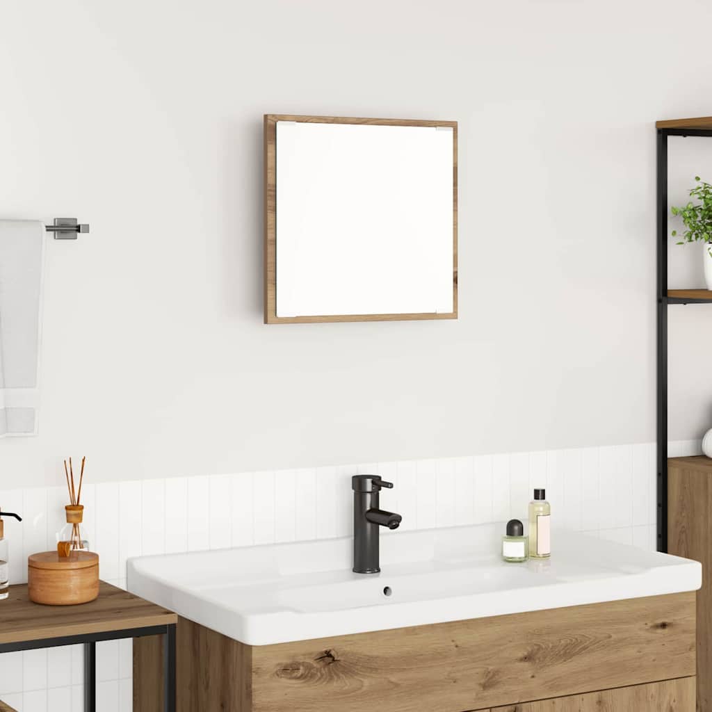 LED Badezimmer Spiegel Eiche handwerklich 40 x 8,5 x 37 cm