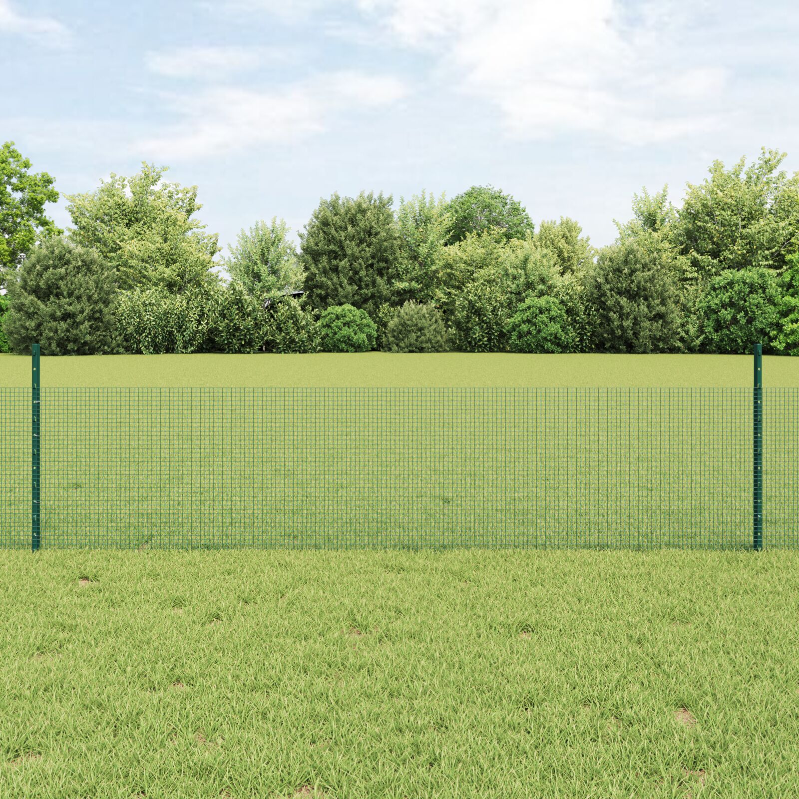 Geschweißter Drahtzaun mit 11 U-Posten Grün 0,5x25 m Stahl