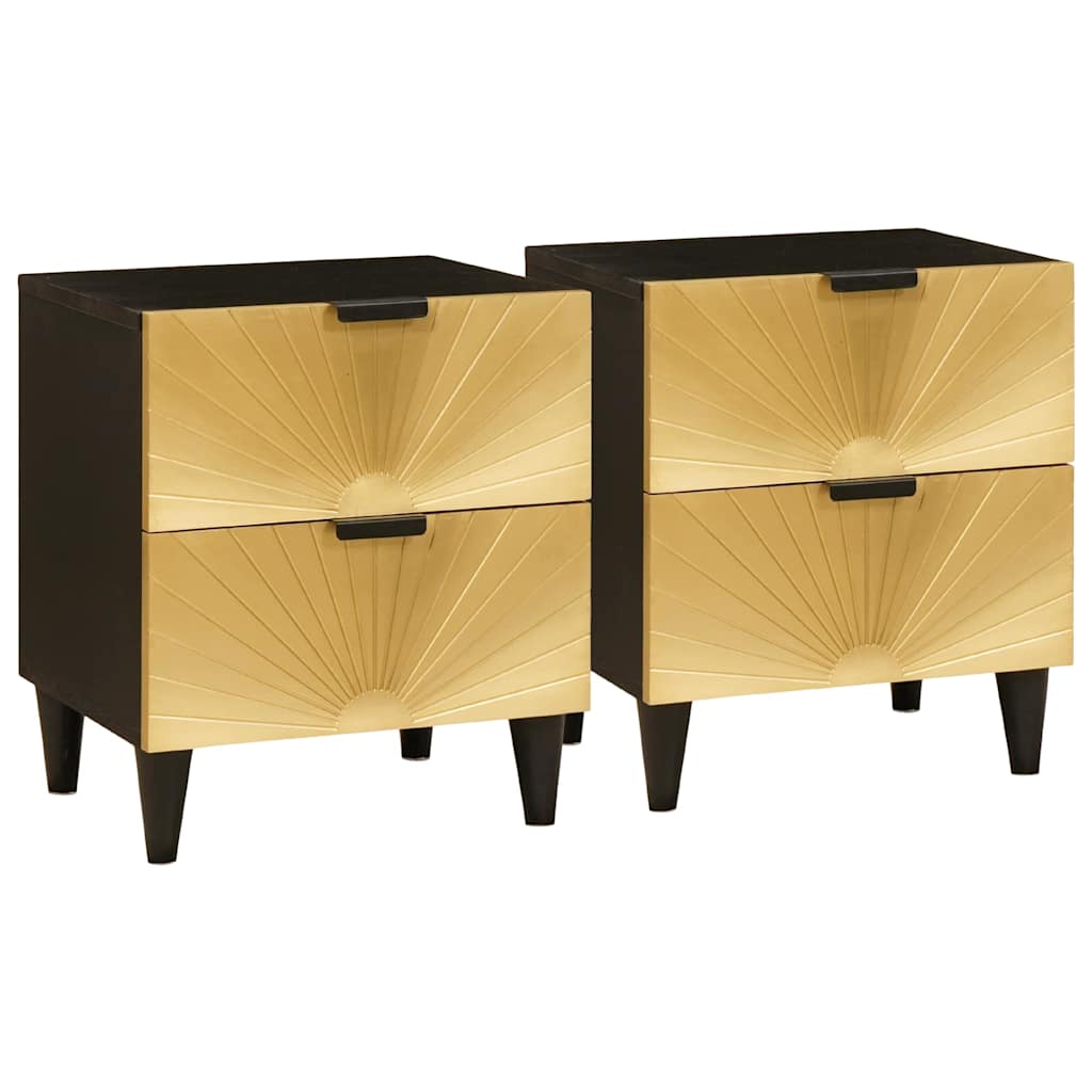 Nachttisch 2 pcs Schwarz und Gold 40 x 33.5 x 46 cm