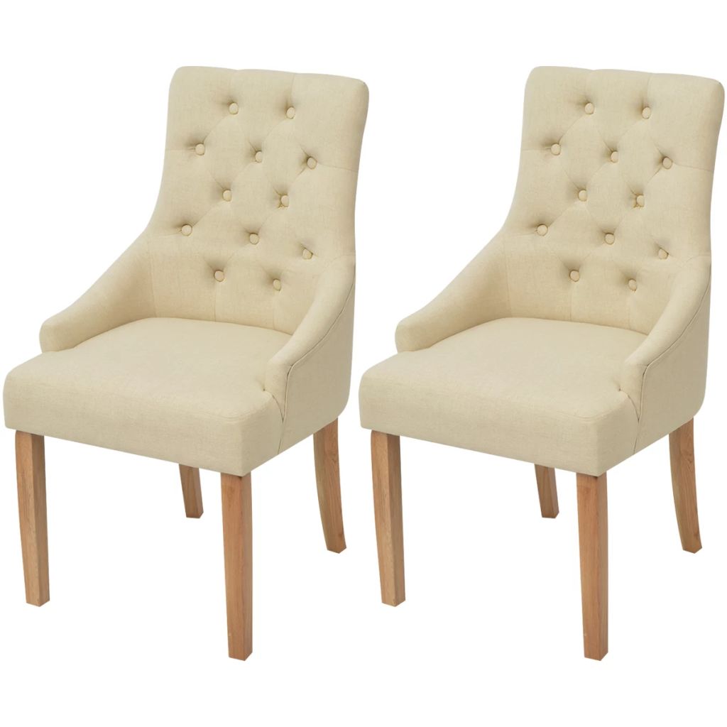 Esszimmerstühle 2 Stk. Creme Stoff Esszimmerstühle 2 Stk. Creme Stoff