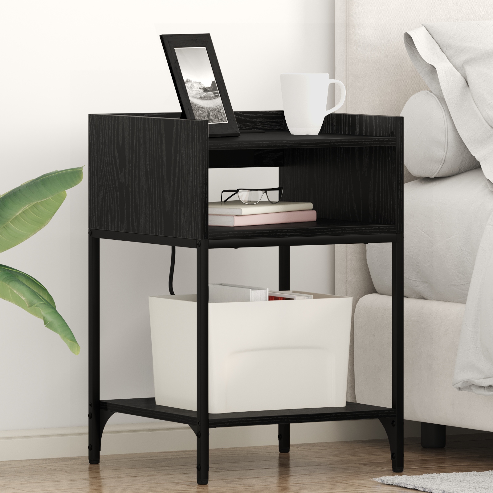 Nachttische 2 pcs Schwarze Eiche 40 x 40 x 61 cm Holzwerkstoff Nachttische 2 pcs Schwarze Eiche 40 x 40 x 61 cm Holzwerkstoff
