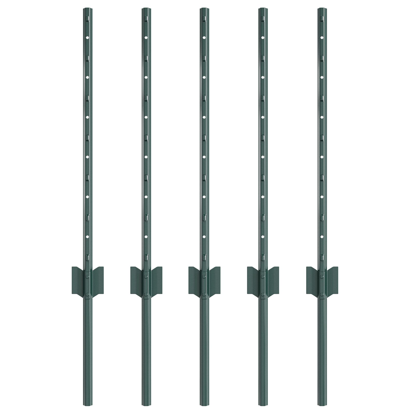 Zaunpfosten 5 Stück U-Kanal Grün 60 cm Stahl