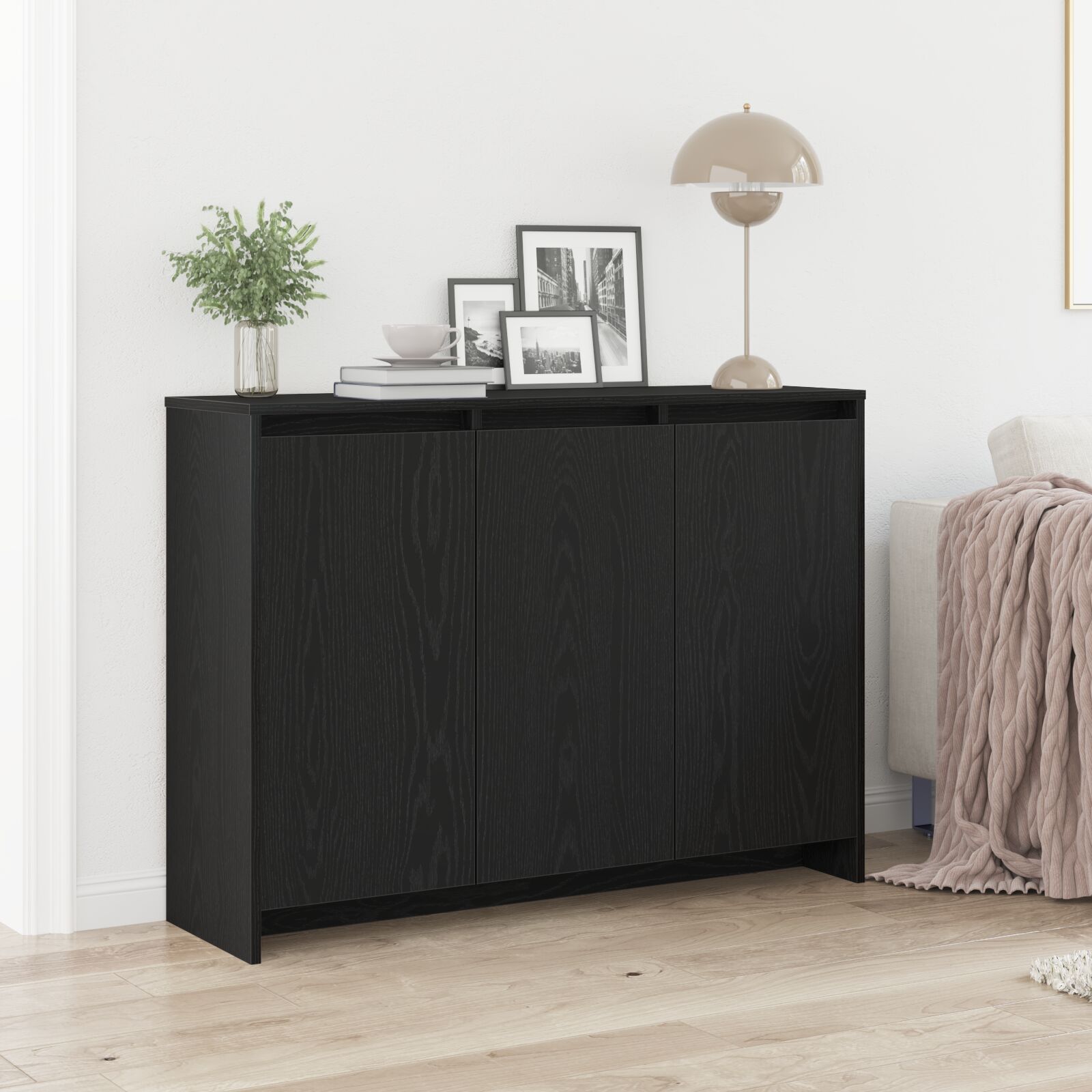 vidaXL Sideboard in Schwarz und Eiche 102x33x75 cm aus Holzwerkstoff