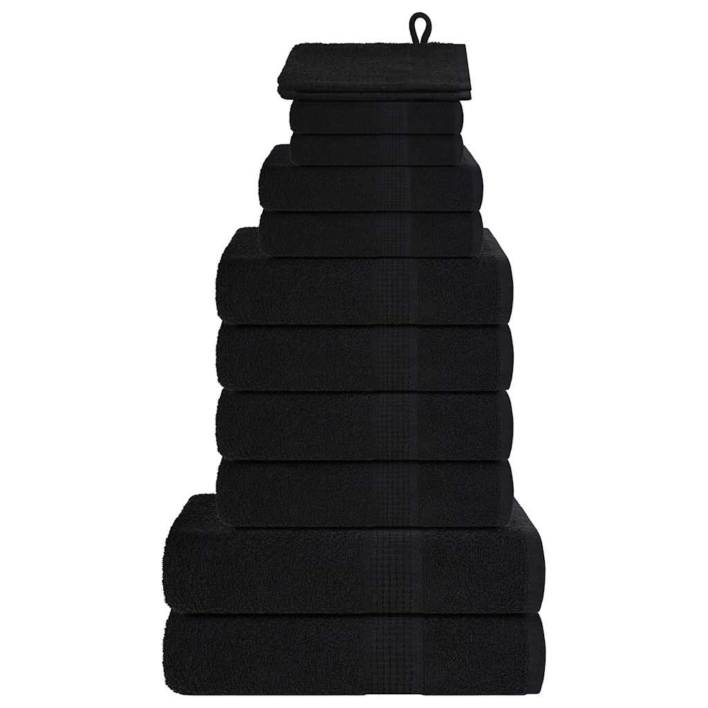 12-tlg. Handtuch-Set Schwarz 360 g/m² 100% Baumwolle 12-tlg. Handtuch-Set Schwarz 360 g/m² 100% Baumwolle