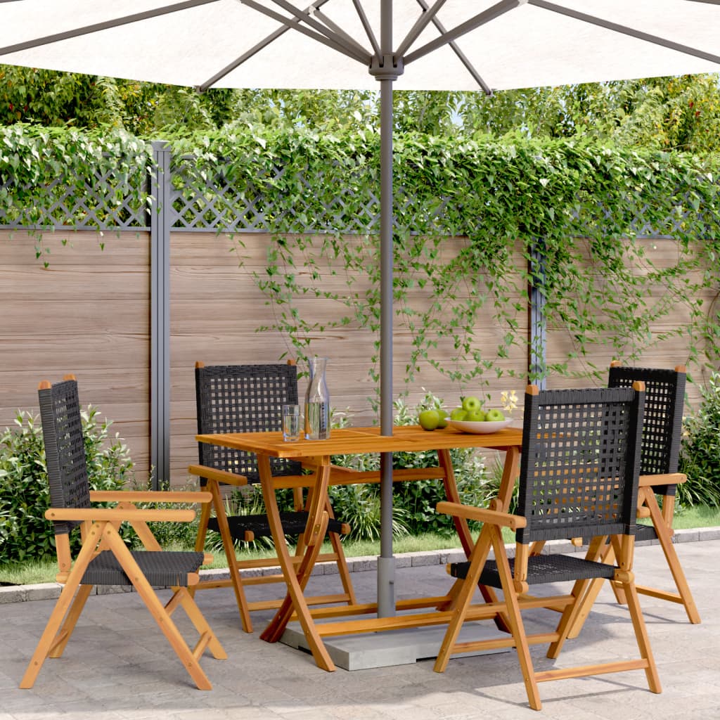 Gartenstuhl Verstellbar 4 Stk. Schwarz Poly Rattan Massivholz Gartenstuhl Verstellbar 4 Stk. Schwarz Poly Rattan Massivholz