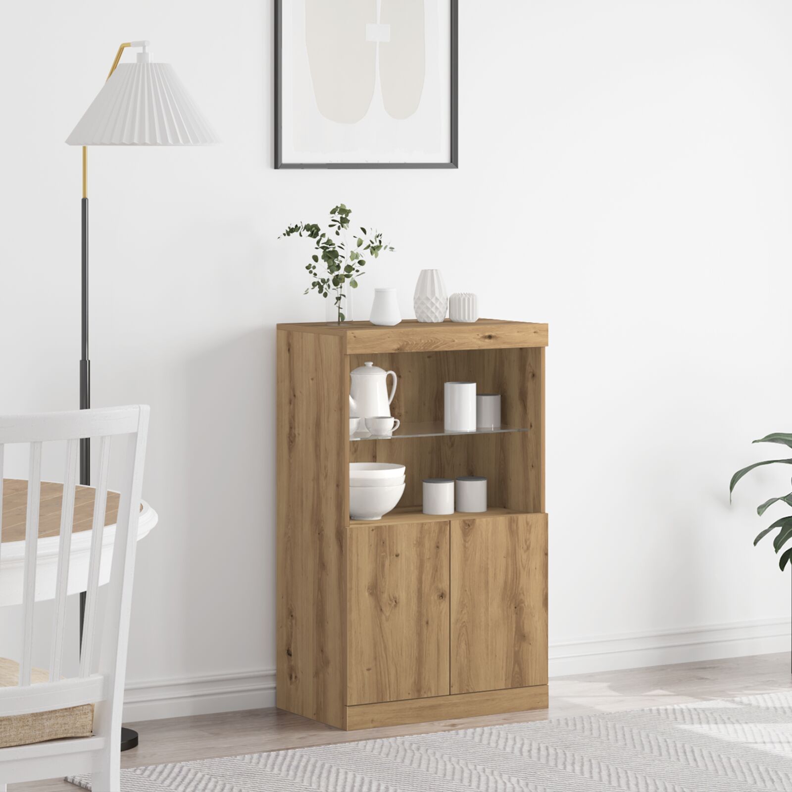 vidaXL Sideboard mit LED-Lichtern Artisan Eiche 60x37x100 cm