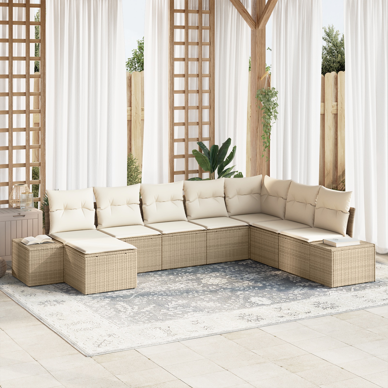 Garten-Sofa-Set 8 pcs Beige 319 x 209 x 85 cm PE Rattan Garten-Sofa-Set 8 pcs Beige 319 x 209 x 85 cm PE Rattan