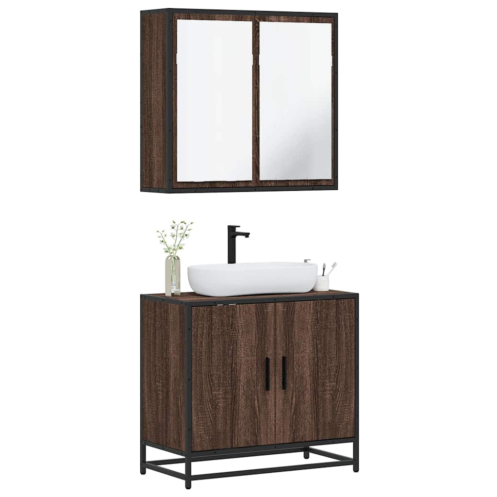 2-tlg. Badmöbel-Set Braun Eichen-Optik Holzwerkstoff 2-tlg. Badmöbel-Set Braun Eichen-Optik Holzwerkstoff