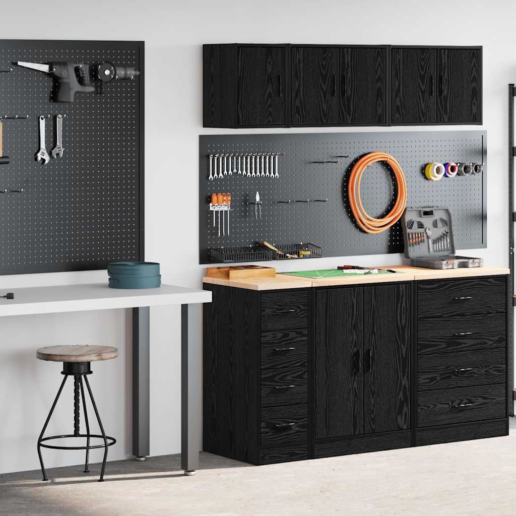 Garagenschränke 2 Stk. Schwarz Holzwerkstoff Garagenschränke 2 Stk. Schwarz Holzwerkstoff