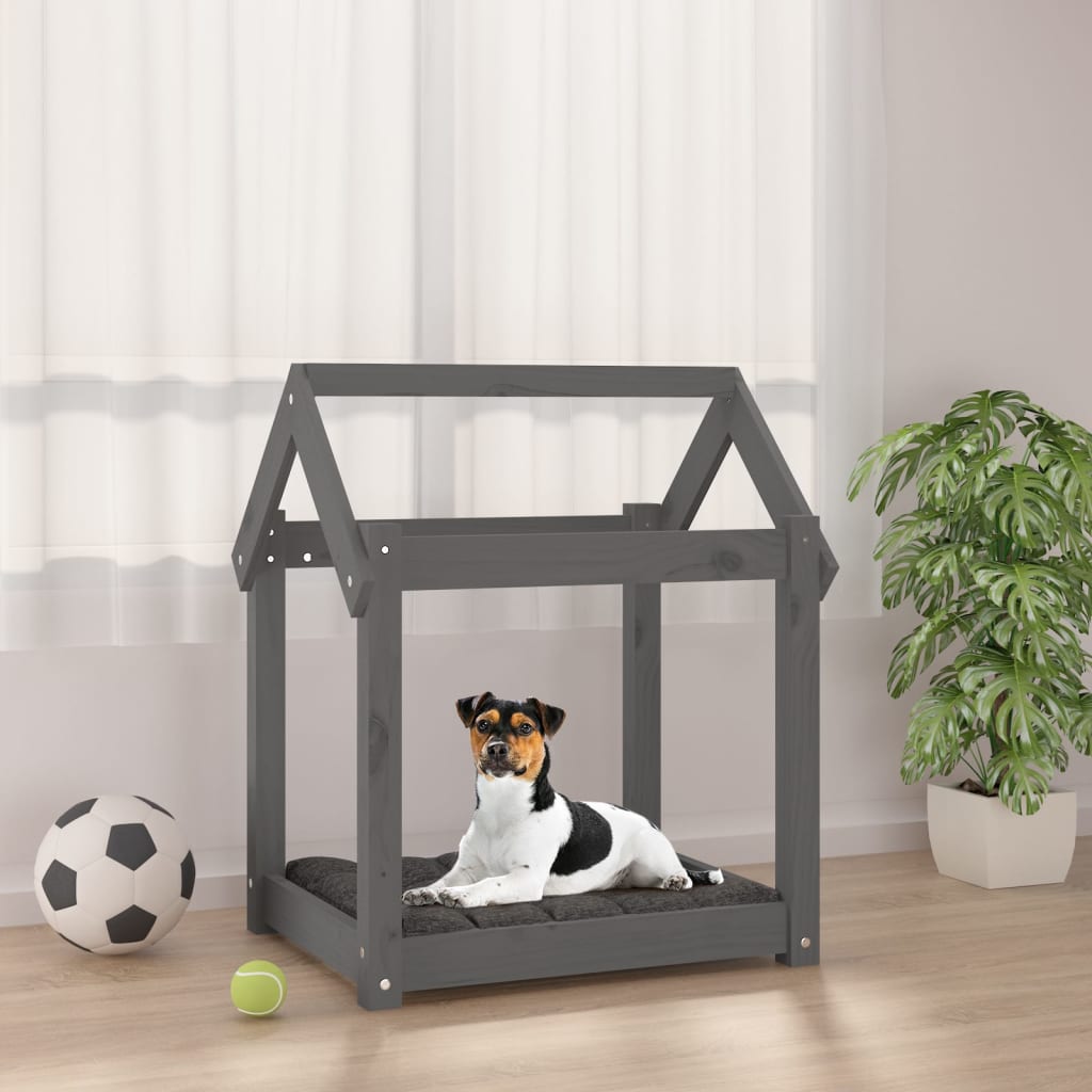 Hundebett Grau 61x50x70 cm Massivholz Kiefer Hundebett Grau 61x50x70 cm Massivholz Kiefer