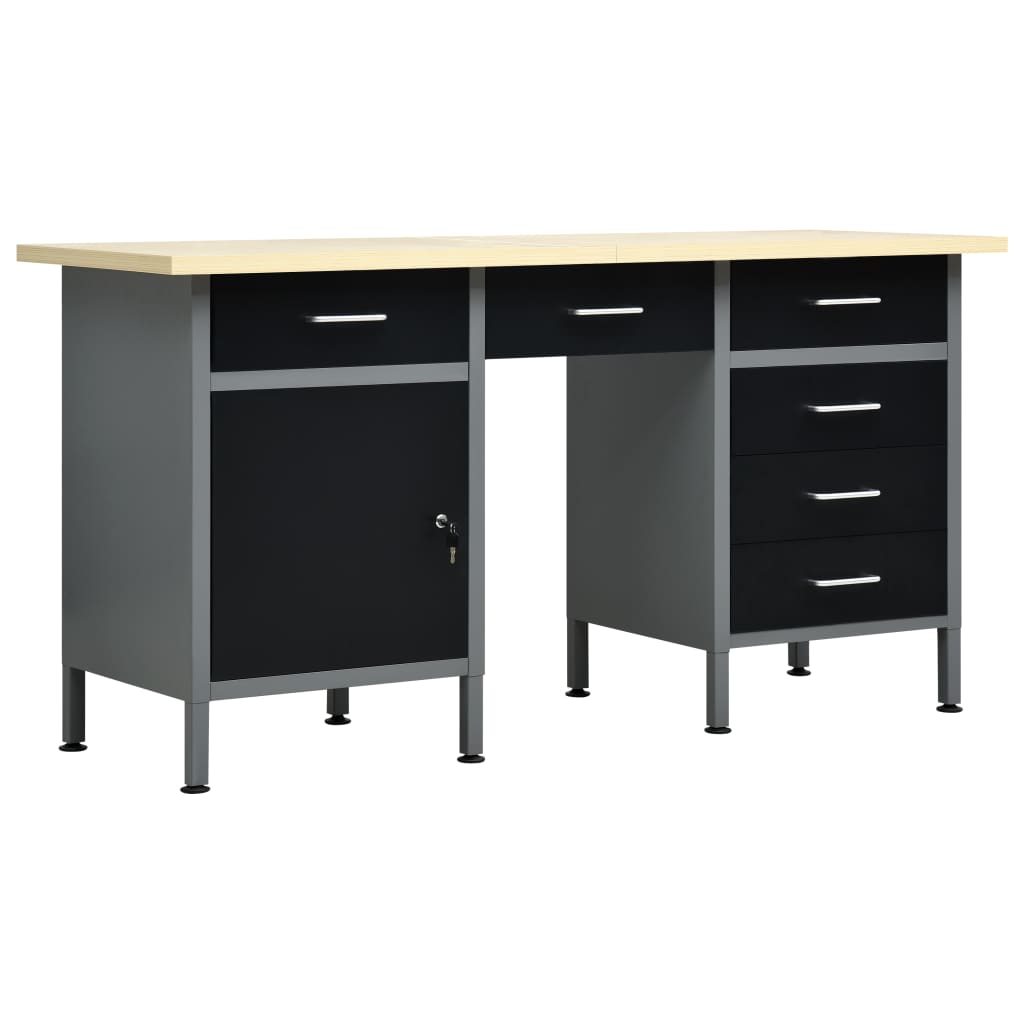 Arbeitstisch Schwarz 160 x 60 x 85 cm Stahl Arbeitstisch Schwarz 160 x 60 x 85 cm Stahl