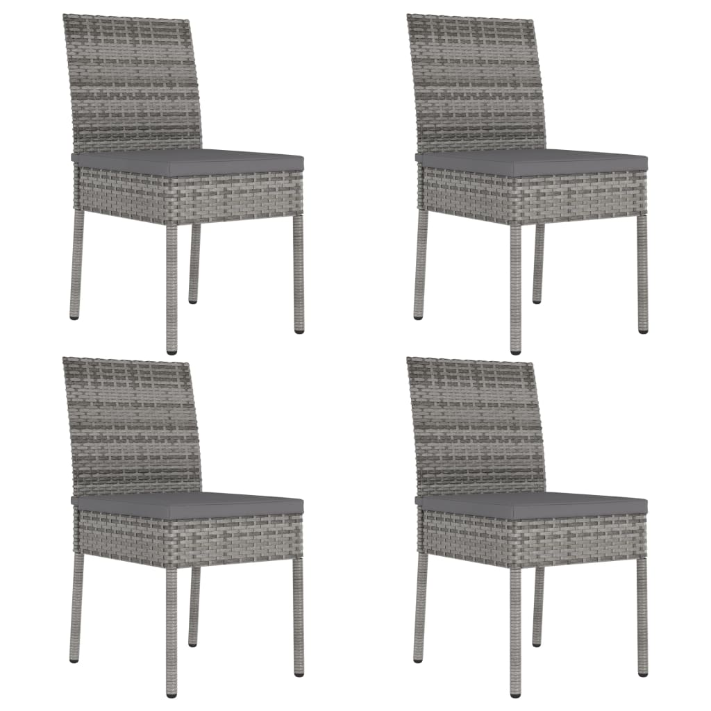 Garten-Essstühle 4 Stk. Poly Rattan Grau Garten-Essstühle 4 Stk. Poly Rattan Grau