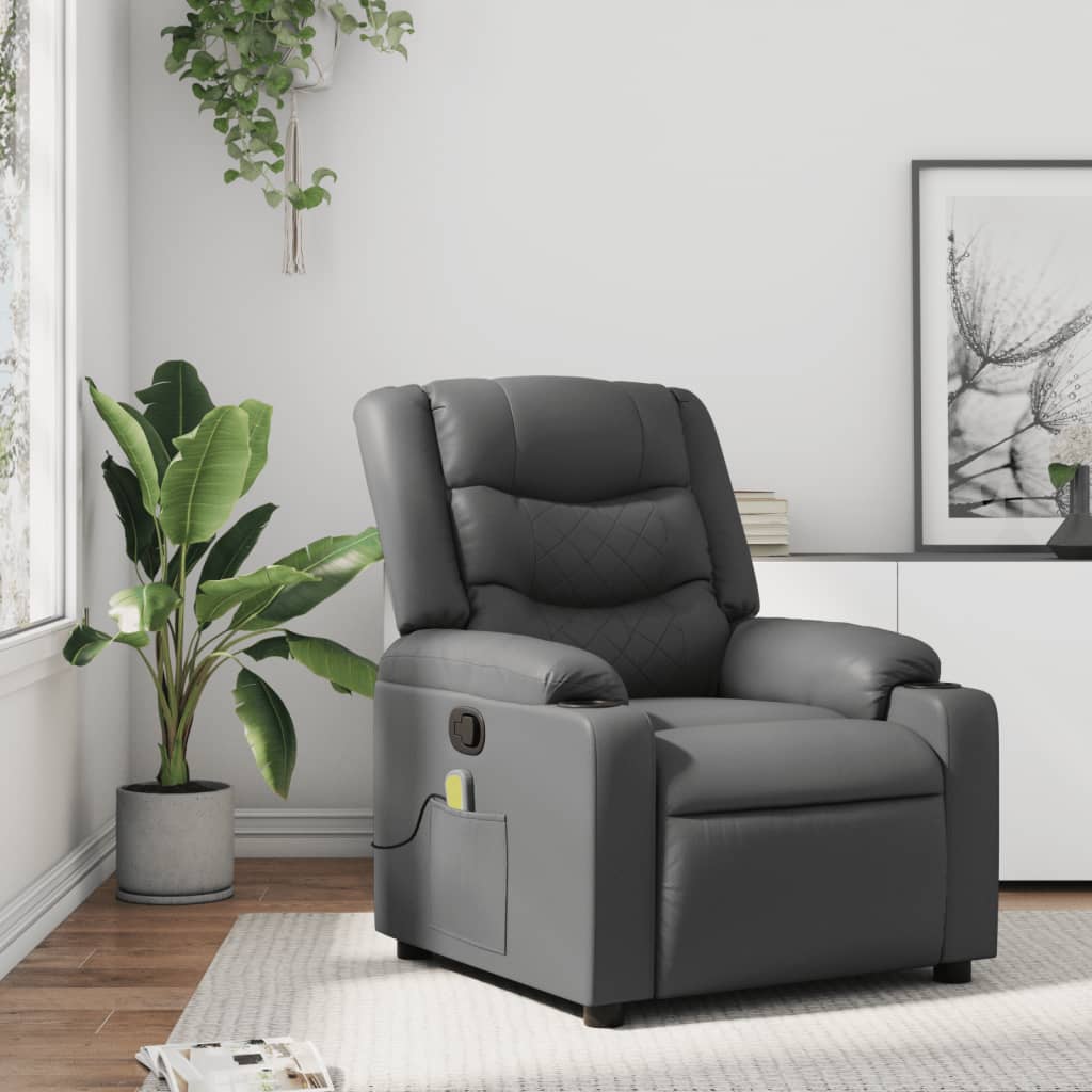 Massagesessel Grau Kunstleder Massagesessel Grau Kunstleder