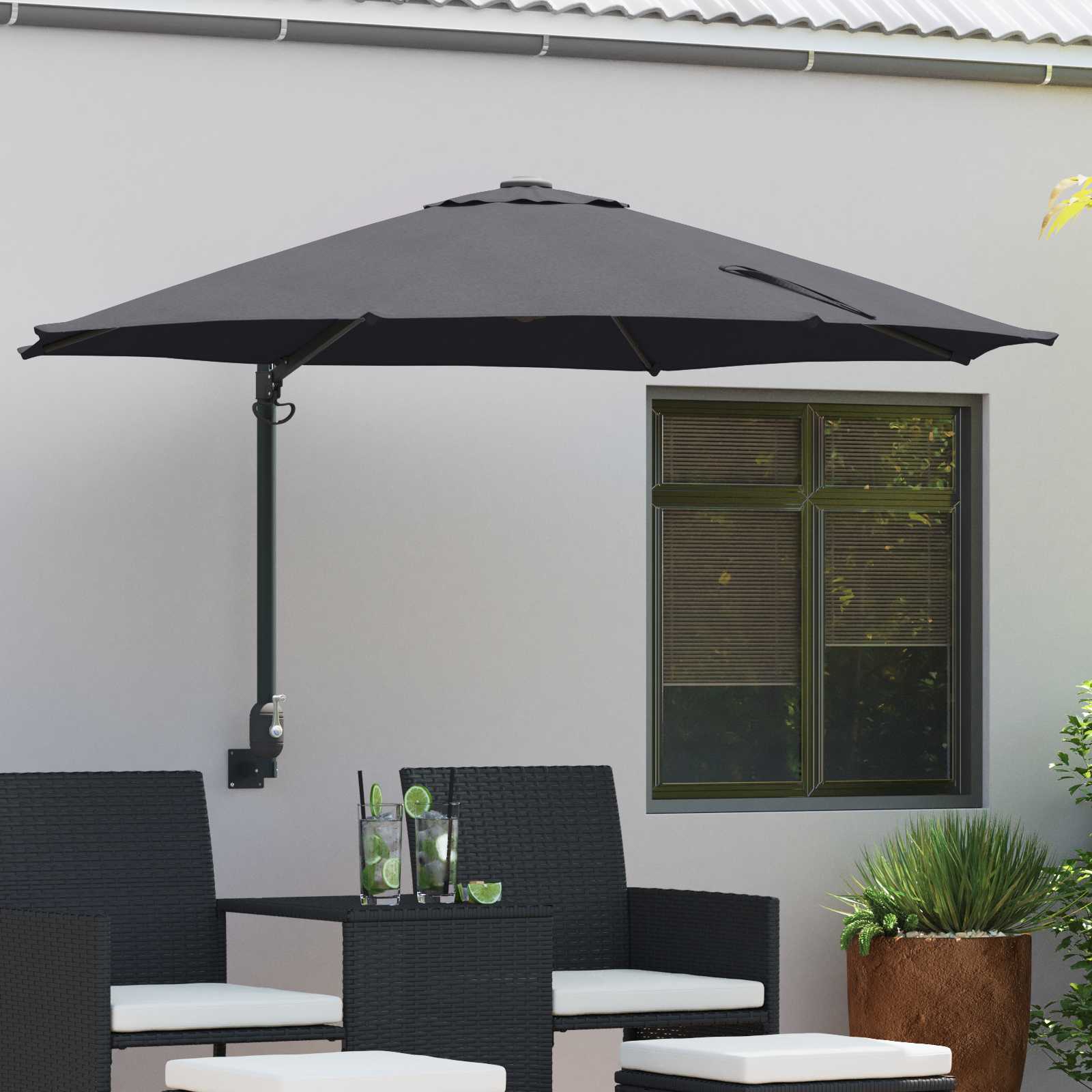 Patio-Regenschirm Anthrazit Pulverbeschichteter Stahl, Polyester Patio-Regenschirm Anthrazit Pulverbeschichteter Stahl, Polyester